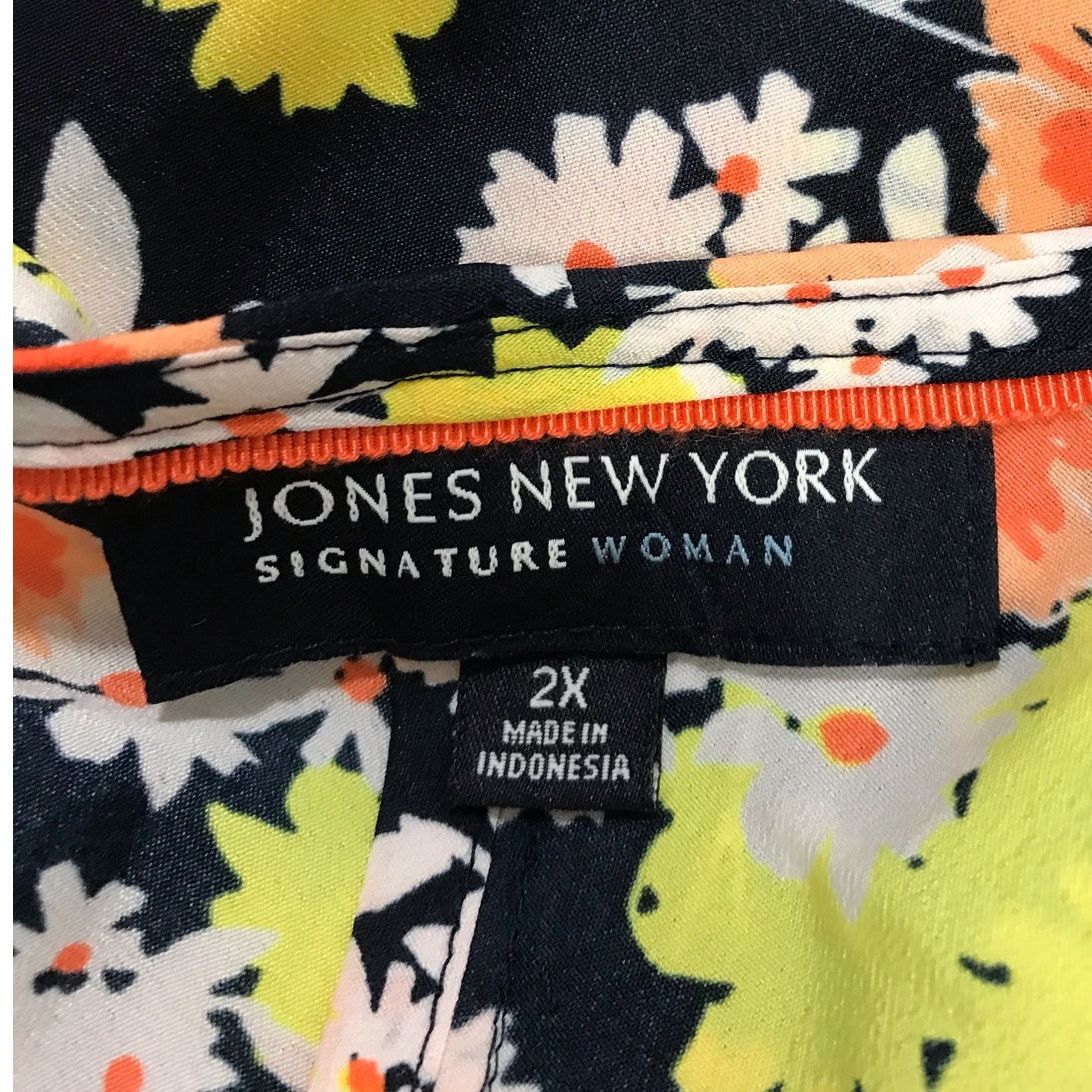 Jones New York Jones New York Daisy Print Round Neck 3/4 Sleeves Top 2X Size XXL / US 16-18 / IT 52-54 - 3 Thumbnail