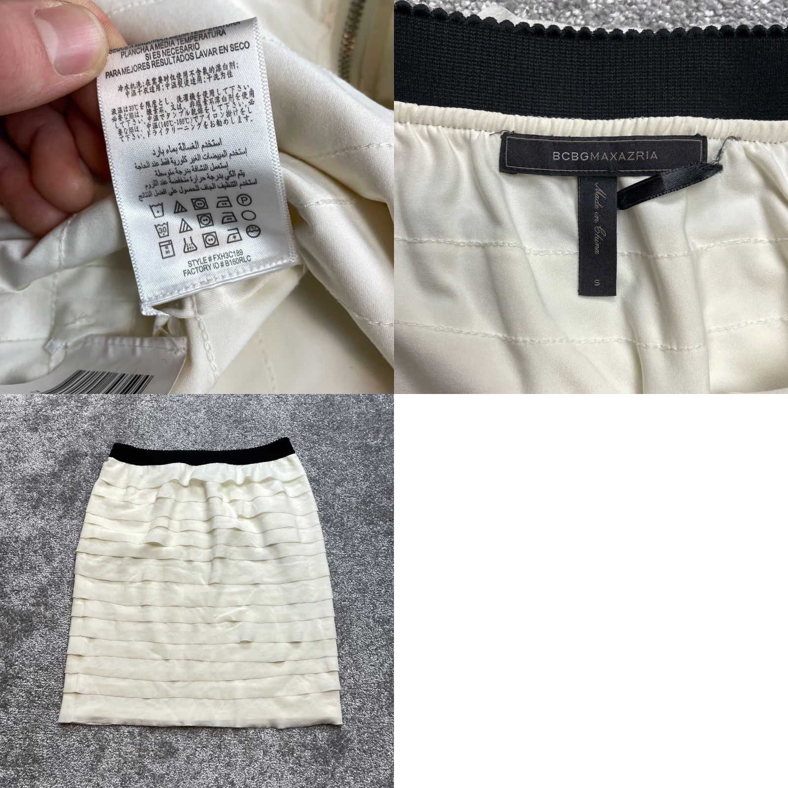 Bcbgmaxazria VINTAGE BCBGMAXAZRIA Mini Skirt Womens S Cream White Layered Ruffle Short Full Zip Skirt Ivory Polyester Chiffon Zip Womens 60? Size 28" / US 6 / IT 42 - 8 Thumbnail