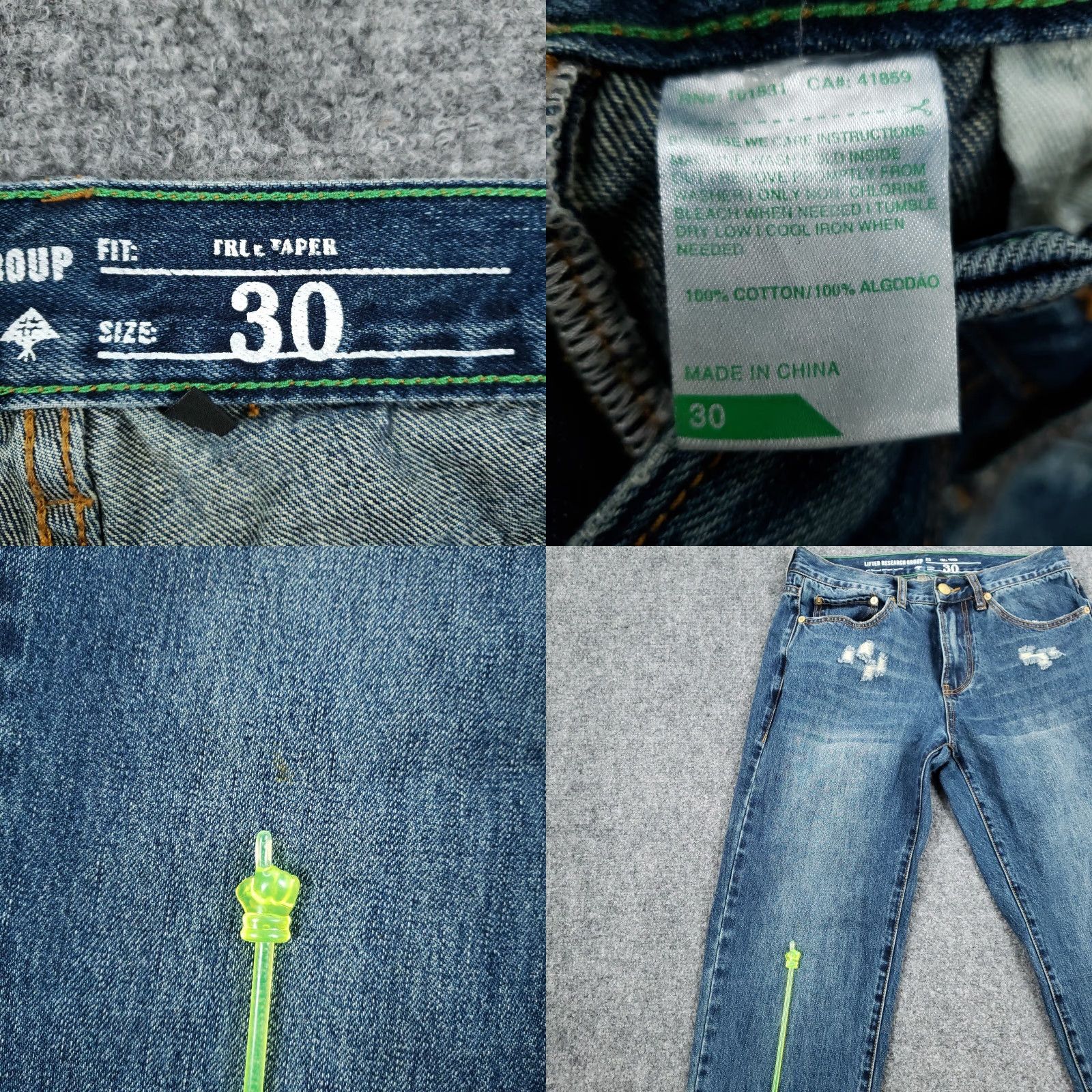 Vintage LRG Jeans Mens 30x30 Blue Denim True Taper Distressed Straight Leg Cotton Size US 30 / EU 46 - 8 Thumbnail