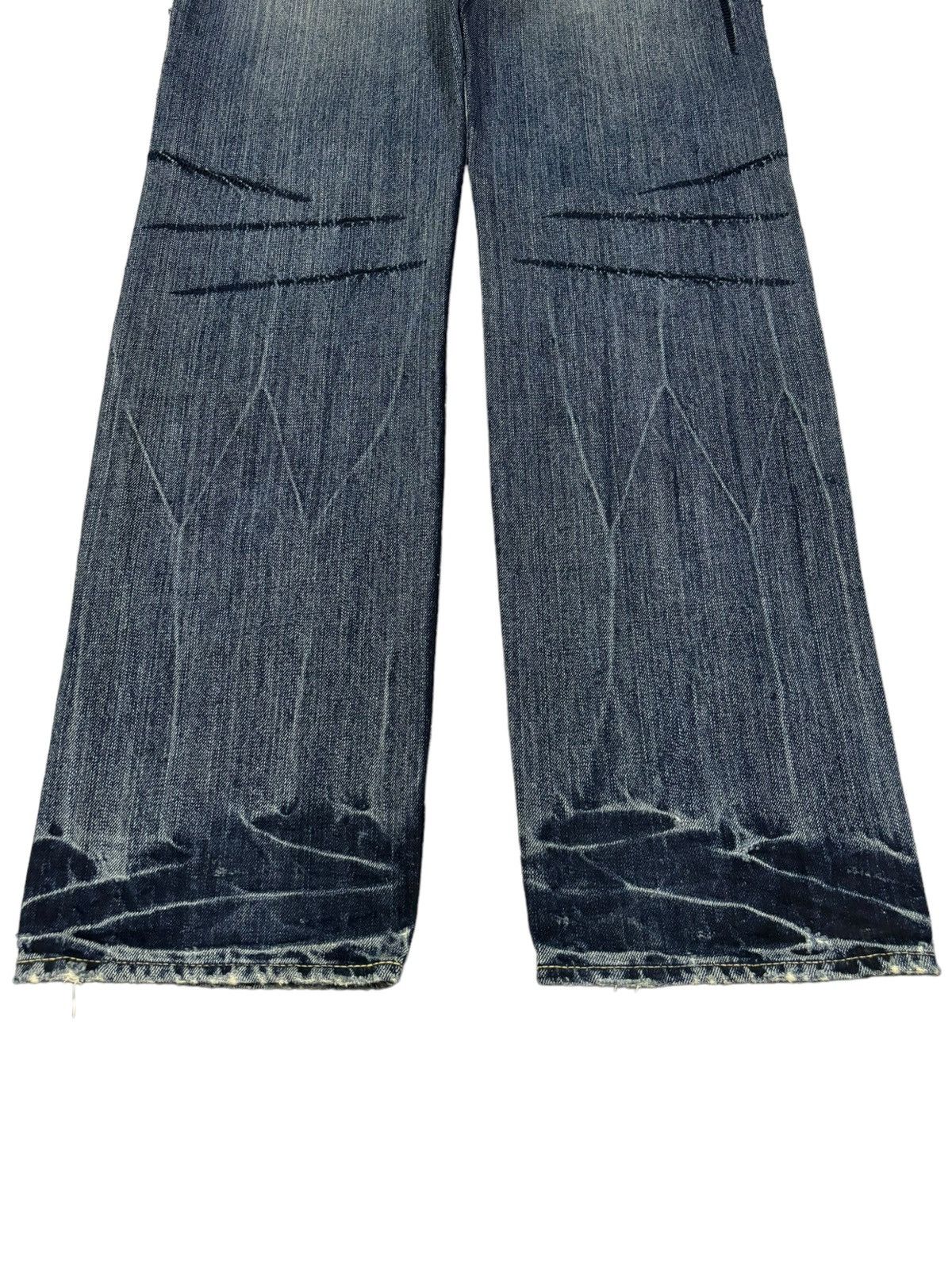 Number (N)ine Vintage Takeo Kikuchi Stitched Clawmark Loose Straight Jeans Size US 31 - 12 Thumbnail