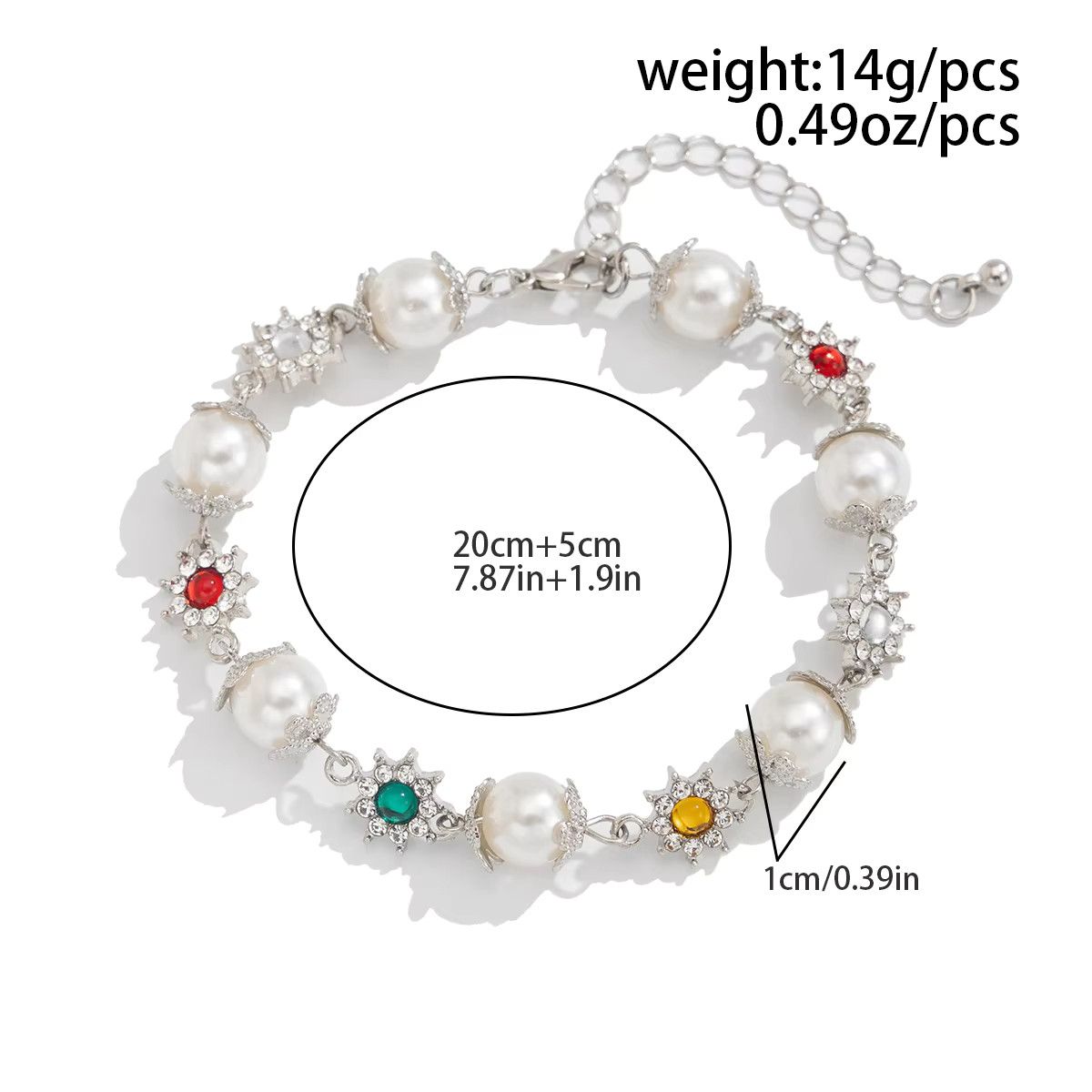 Jewelry Creative Shining Inlaid Rhinestones Pearl Bracelet Size ONE SIZE - 2 Thumbnail
