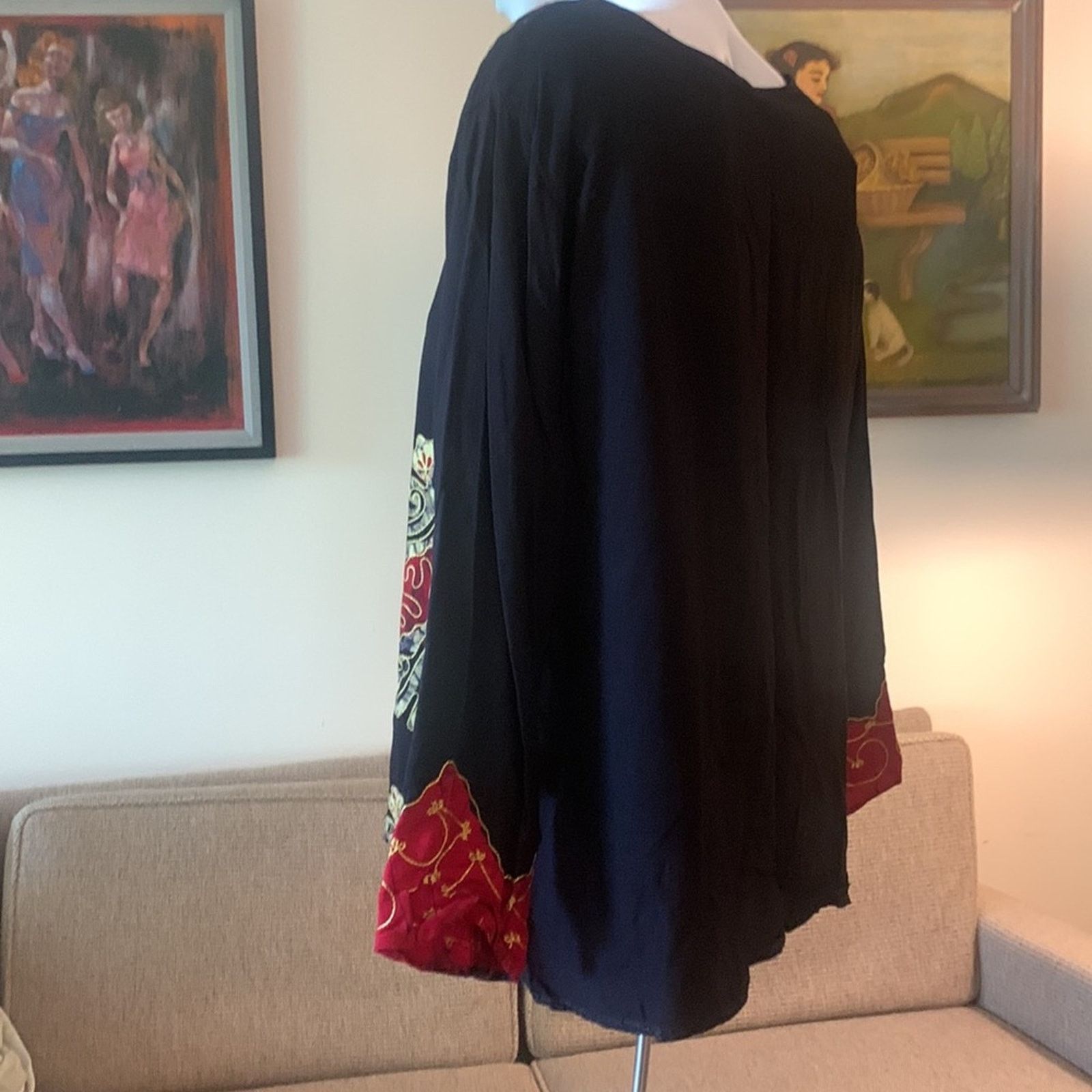 Vintage India tunic blouse with batik,applique and embroidery Size XL / US 12-14 / IT 48-50 - 9 Thumbnail