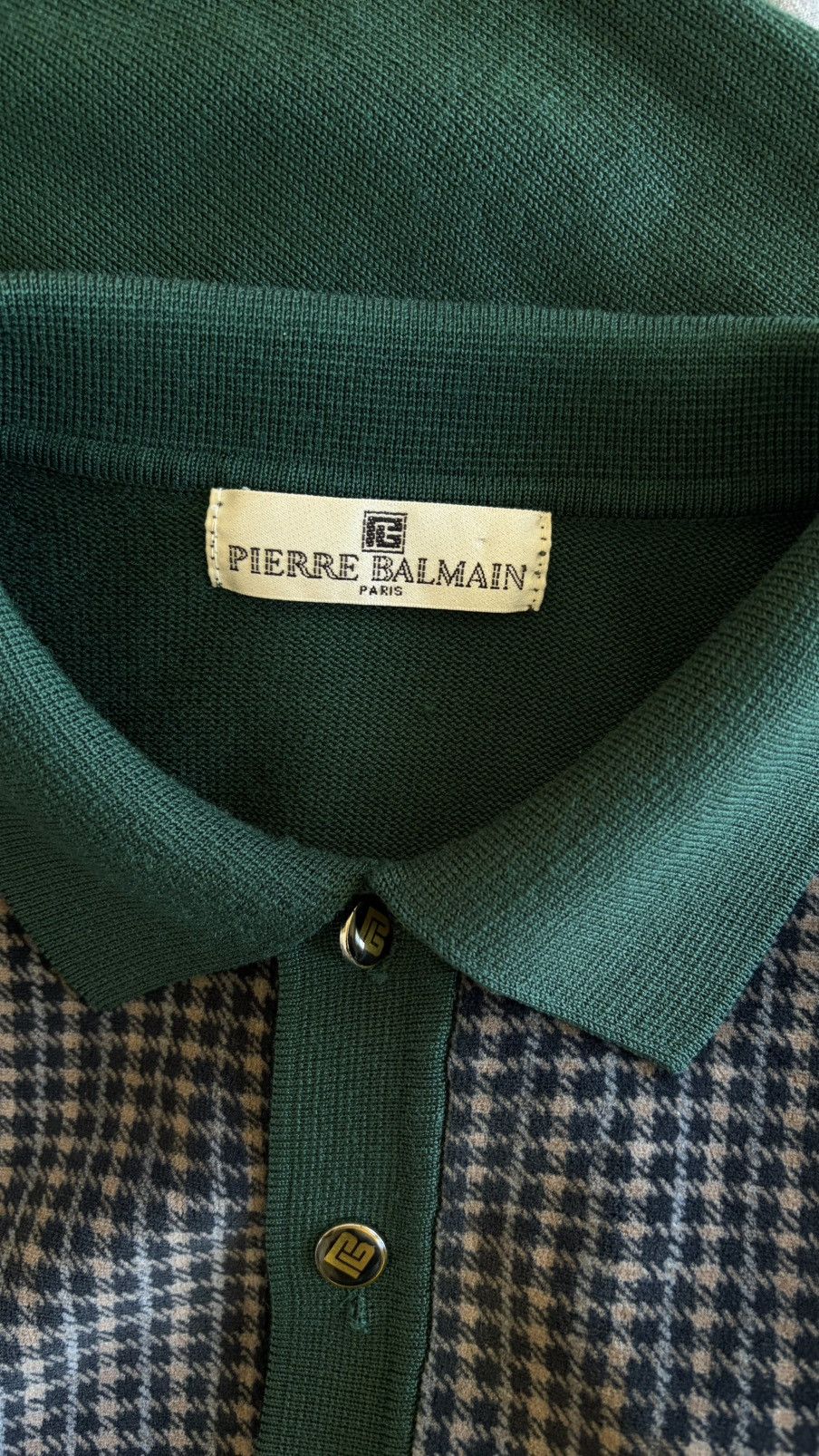 Pierre Balmain Vintage Pierre Balmain Paris Knit Polo Sweater Green Size M Size US M / EU 48-50 / 2 - 2 Thumbnail