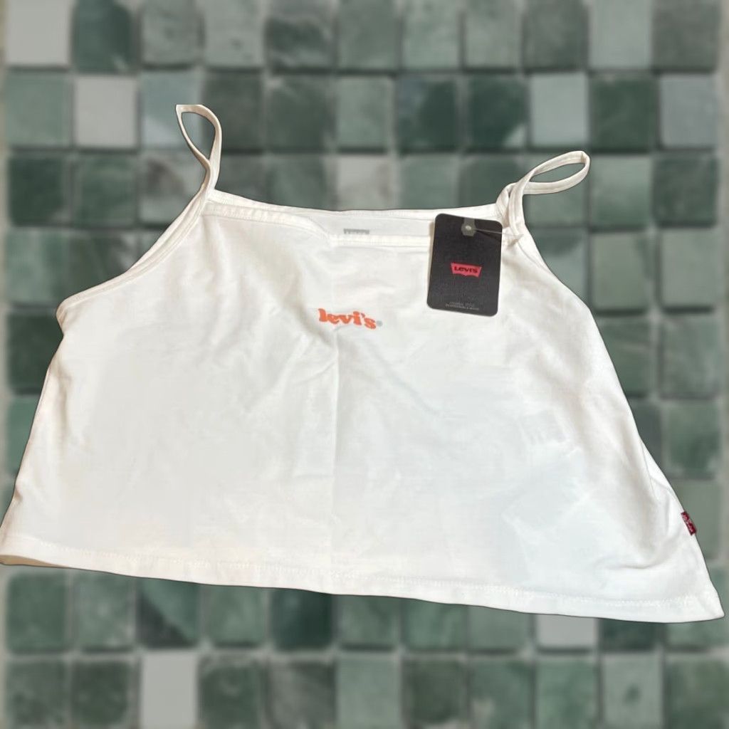 Levi's Levi's Crop Top Womens L White Spell Out Logo Flower Shirt Tank Top L White Women's Crop Top Size L / US 10 / IT 46 - 1 Thumbnail