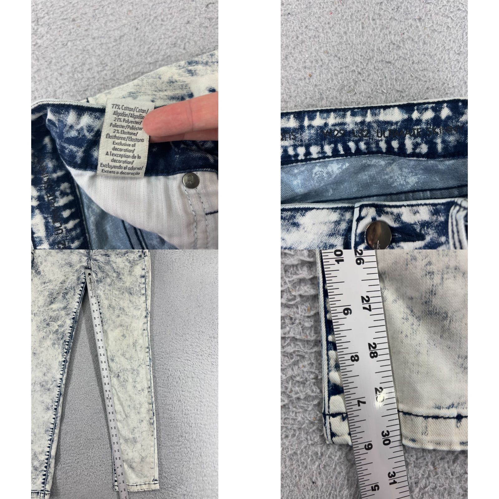 Calvin Klein Calvin Klein Jeans Women Blue Denim Ultimate Skinny Acid Wash 29 Inseam 30 Zip 5-Pocket Design Regular Stretch Size 29" - 8 Thumbnail