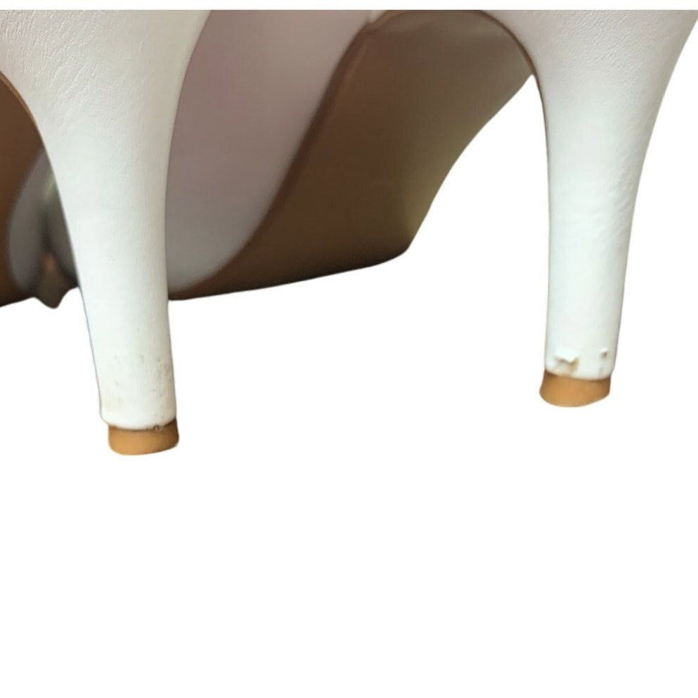 Other Idifu Women's Size 7.5 White Faux Leather Slide-On Heels Size US 7.5 / IT 37.5 - 9 Thumbnail
