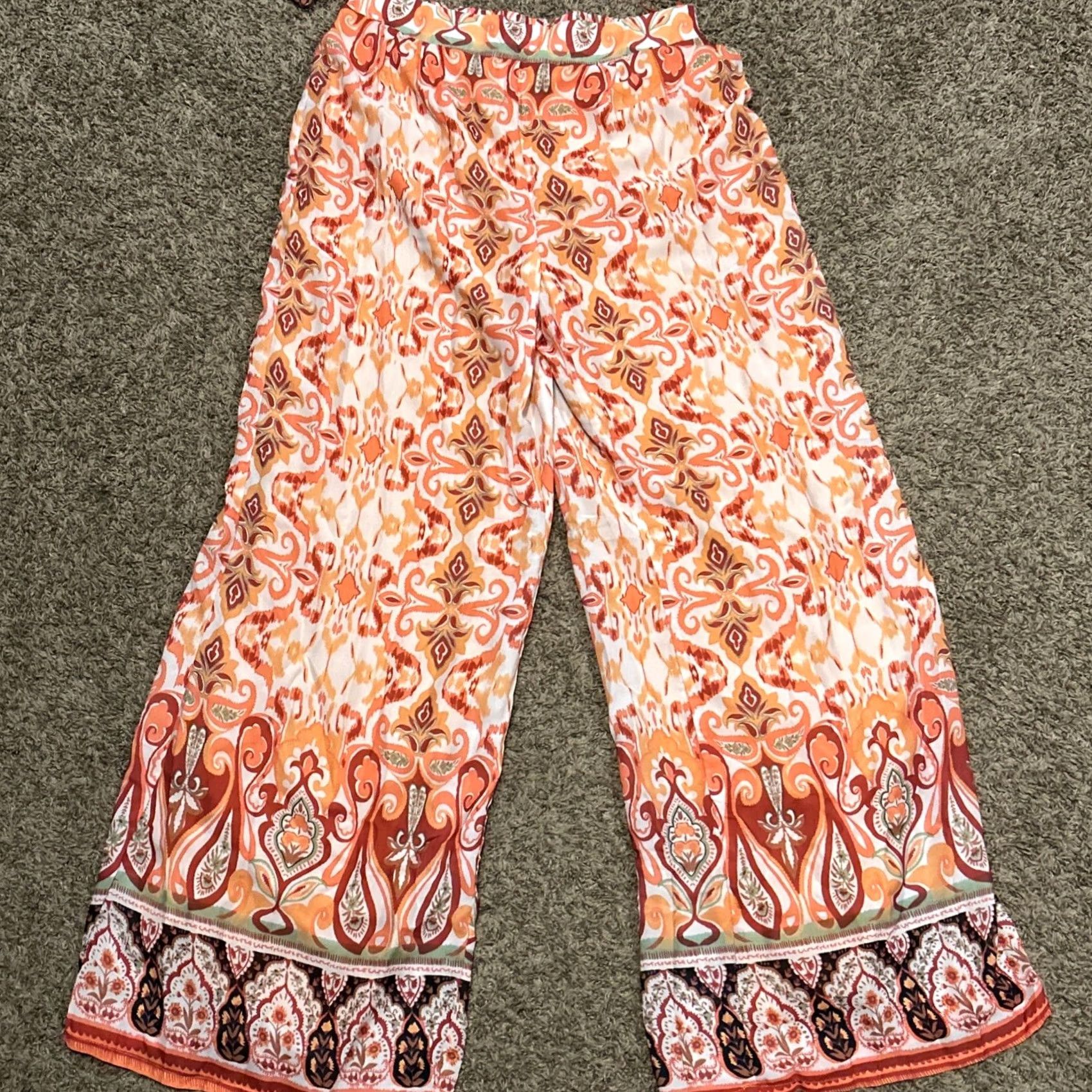 Fashion Nova Fashion Nova Beach Paradise Pant Set XL Orange Multicolor Polyester 2 Piece NWT Women Summer Casual Outfit/Set Women" Size 40" / US 18 - 2 Thumbnail