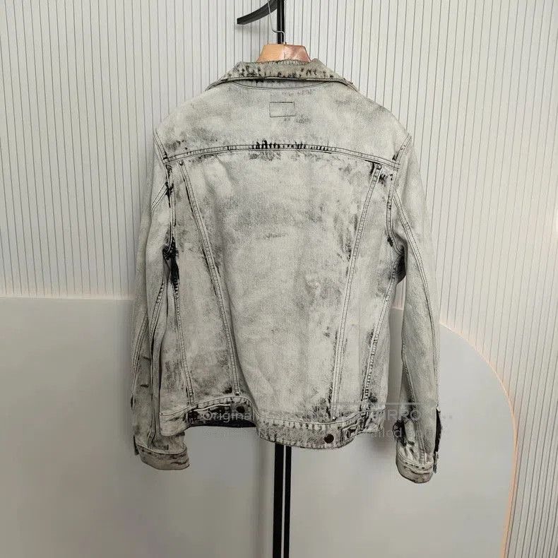 Saint Laurent Paris SLP Distressed Denim Jacket White Black. Size US XS / EU 42 / 0 - 2 Thumbnail