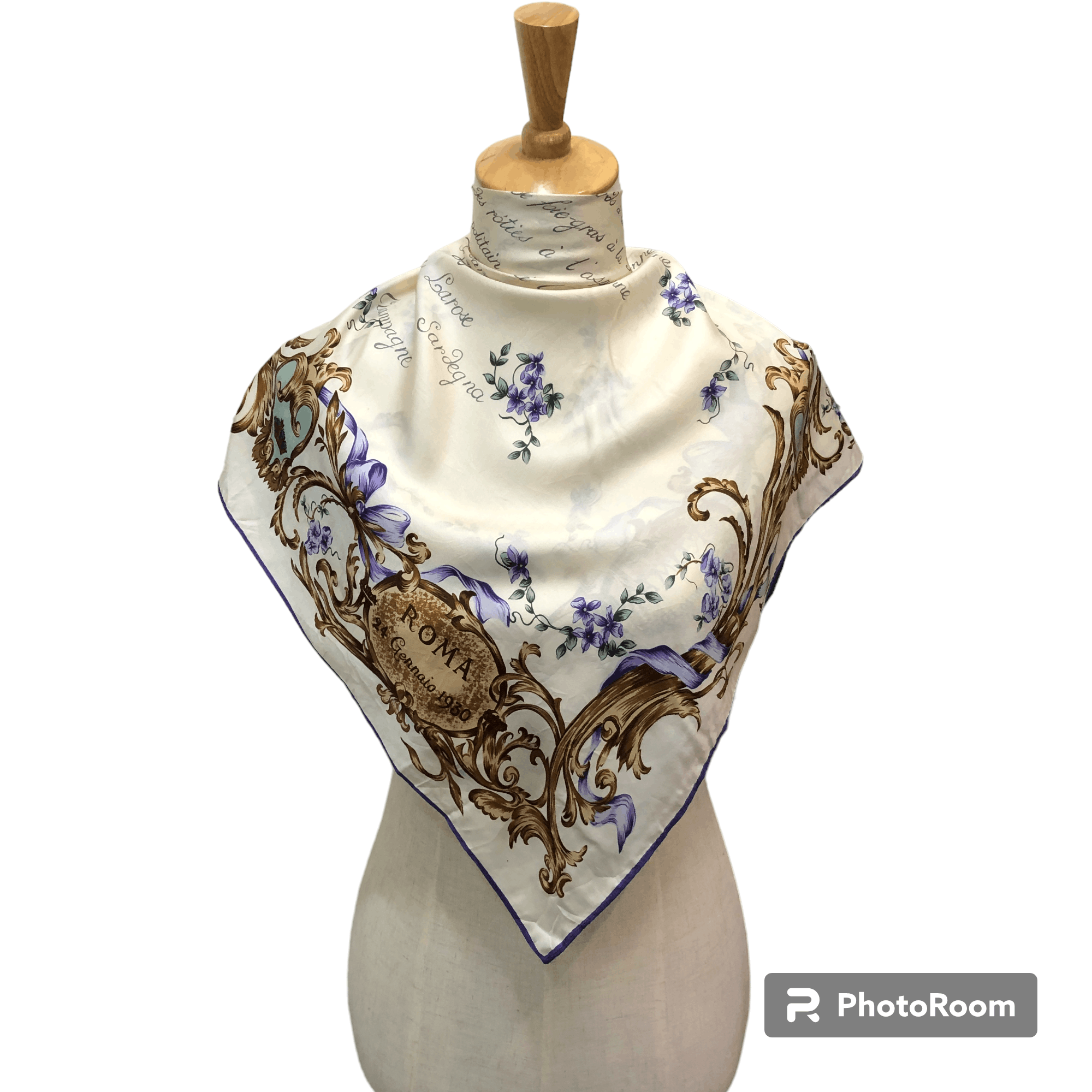 Vintage Roma Gennaio Baroque Silk Scarf M1356 Size ONE SIZE - 1 Thumbnail