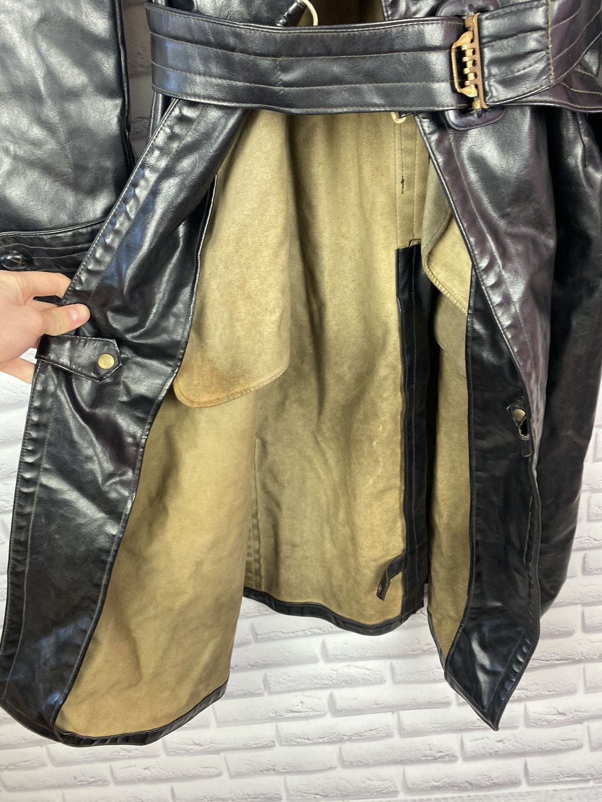 Leather Black vintage leather frock cape coat Size US L / EU 52-54 / 3 - 7 Thumbnail
