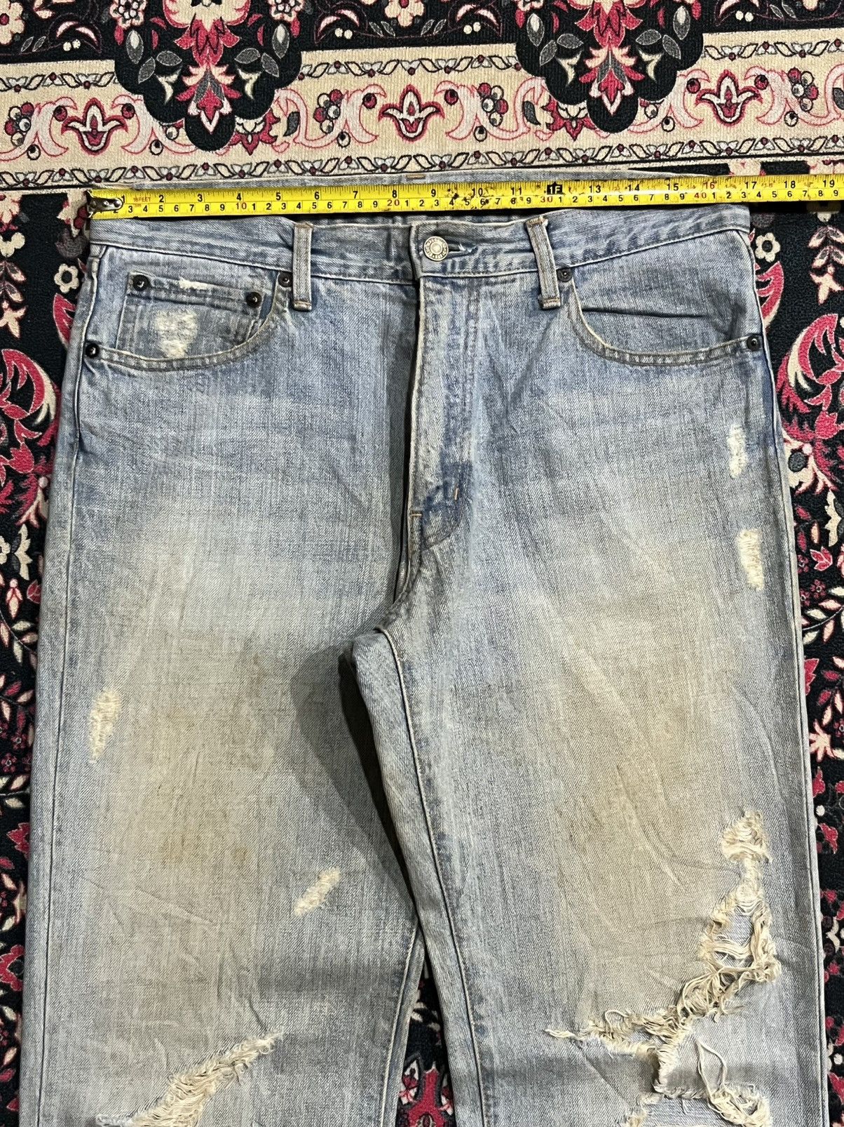 Japanese Brand Vintage Japan Blue Way Light Washed Trashed Jeans Size US 33 - 11 Thumbnail