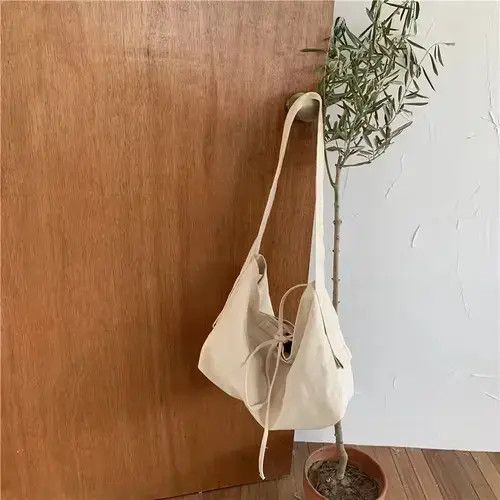 Japanese Brand × Vintage Loose fit white burlap shoudler tote bag Size ONE SIZE - 4 Thumbnail