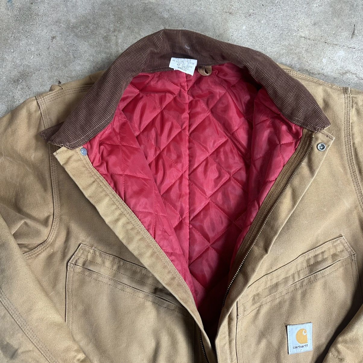 Carhartt Vintage 90s Made in USA Tan Carhartt Quilt Lined Coveralls Size US 40 / EU 56 - 10 Thumbnail