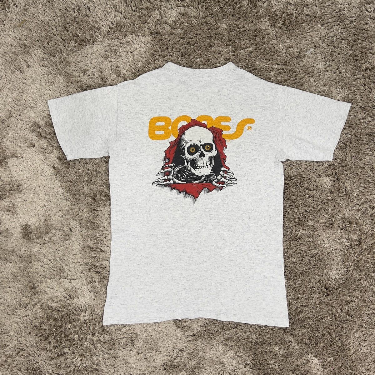 希少 80s \"Bones\" Skate Print Tee 1986 Tony Hawk Vintage Powell Peralta Skateboard Tee Shirt 80s