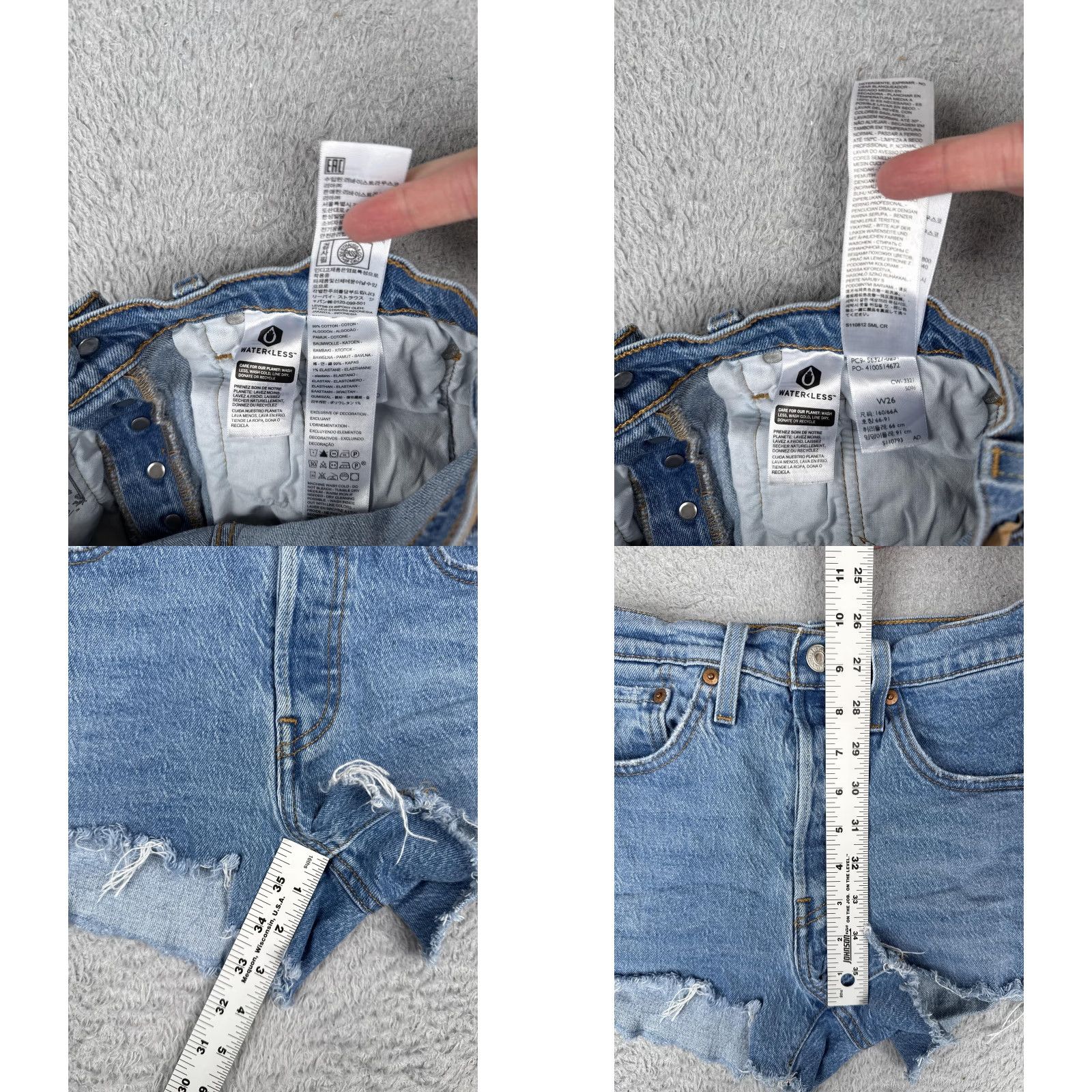 Levi's Levis 501 Shorts Womens 26x3 Blue High Rise Denim Cutoff Button Fly Frayed Hem Size 26" / US 2 / IT 38 - 8 Thumbnail