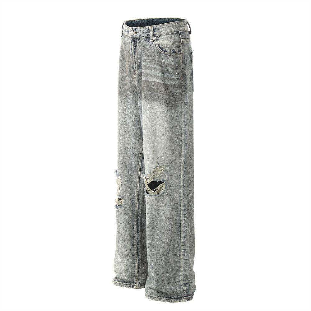 Japanese Brand × Jean Gradient Wash Punk Distressed Loose Ripped Jeans Size US 32 / EU 48 - 2 Thumbnail