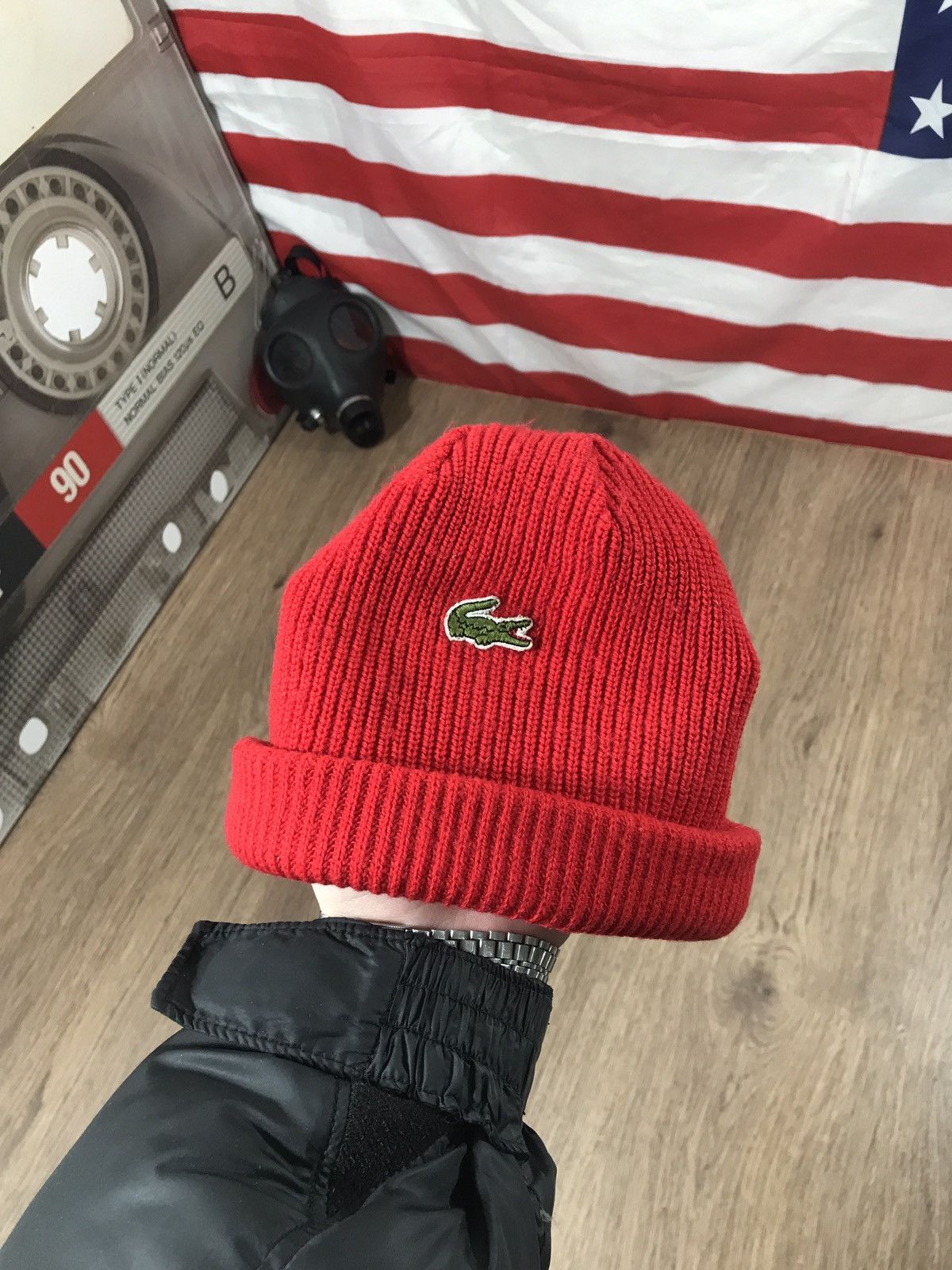 Lacoste × Vintage Lacoste Vintage Beanie Hat Cap 90s One Size Made In France Size ONE SIZE - 1 Thumbnail