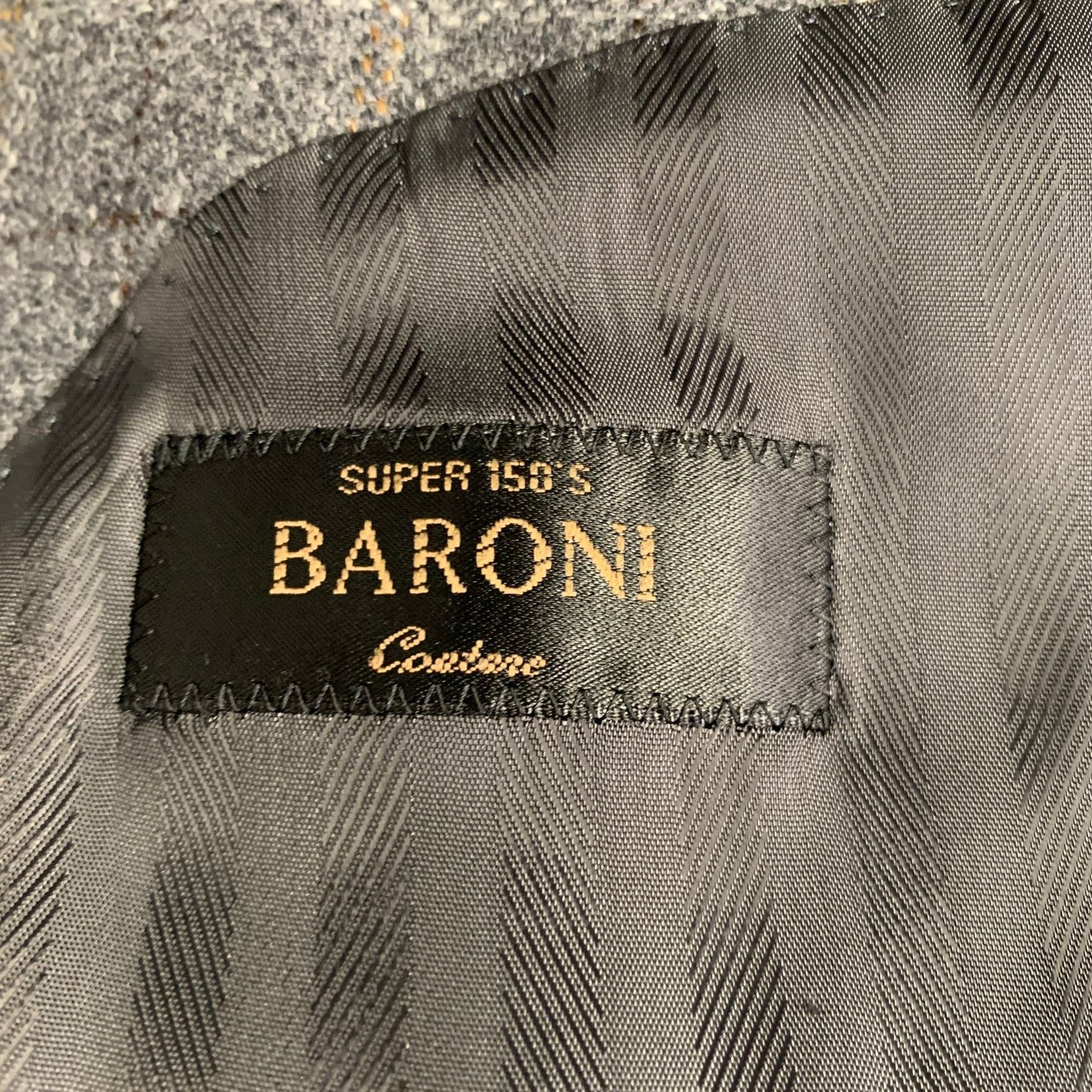Other BARONI Size 42 Grey Plaid Wool Notch Lapel Sport Coat Size 42R - 6 Thumbnail