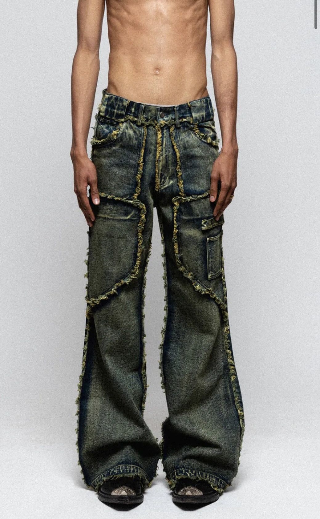 No Faith Studios NO FAITH STUDIOS FLARED DENIM 002 L | Grailed