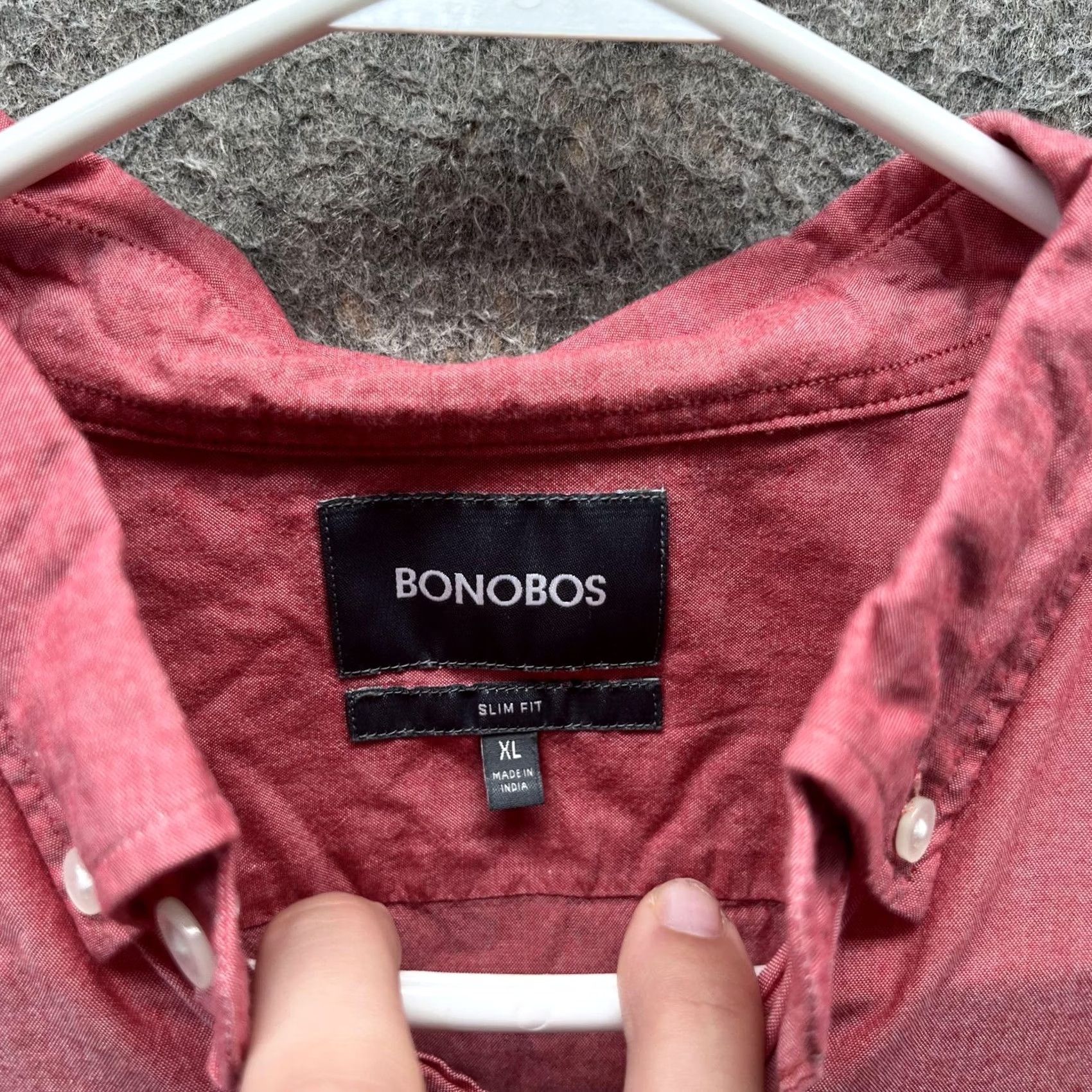 Bonobos Bonobos Shirt Mens XL Red Slim Fit Button-Down Long Sleeve Oxford Cotton Size US XL / EU 56 / 4 - 4 Thumbnail