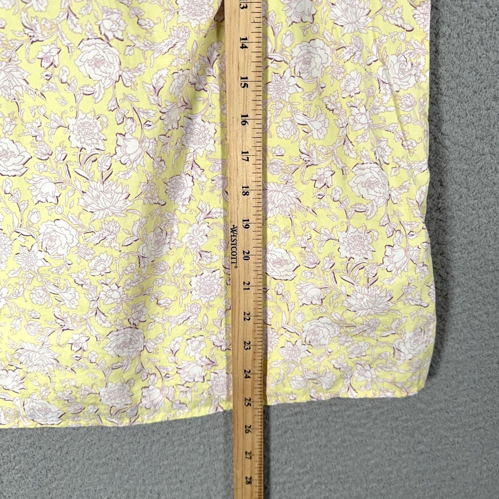 J.Crew J.CREW Blouse Women's Medium Sleeveless Floral Ruffle Neck Yellow Cotton Top Size M / US 6-8 / IT 42-44 - 6 Thumbnail
