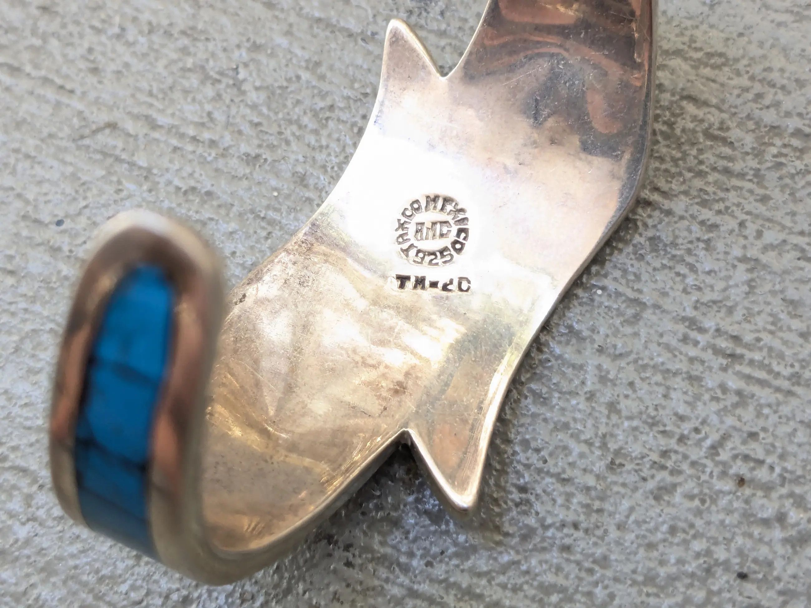 Jewelry × Vintage Vintage Sterling Silver Bracelet Turquoise Cuff Mexico 5.25" Size ONE SIZE - 7 Thumbnail