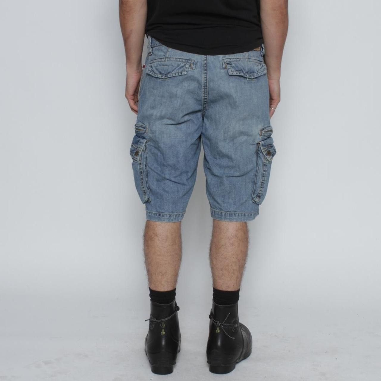 Vintage BLUE DENIM CARGO TECHNICAL SHORTS BY TIMEZONE Size US 35 - 4 Thumbnail