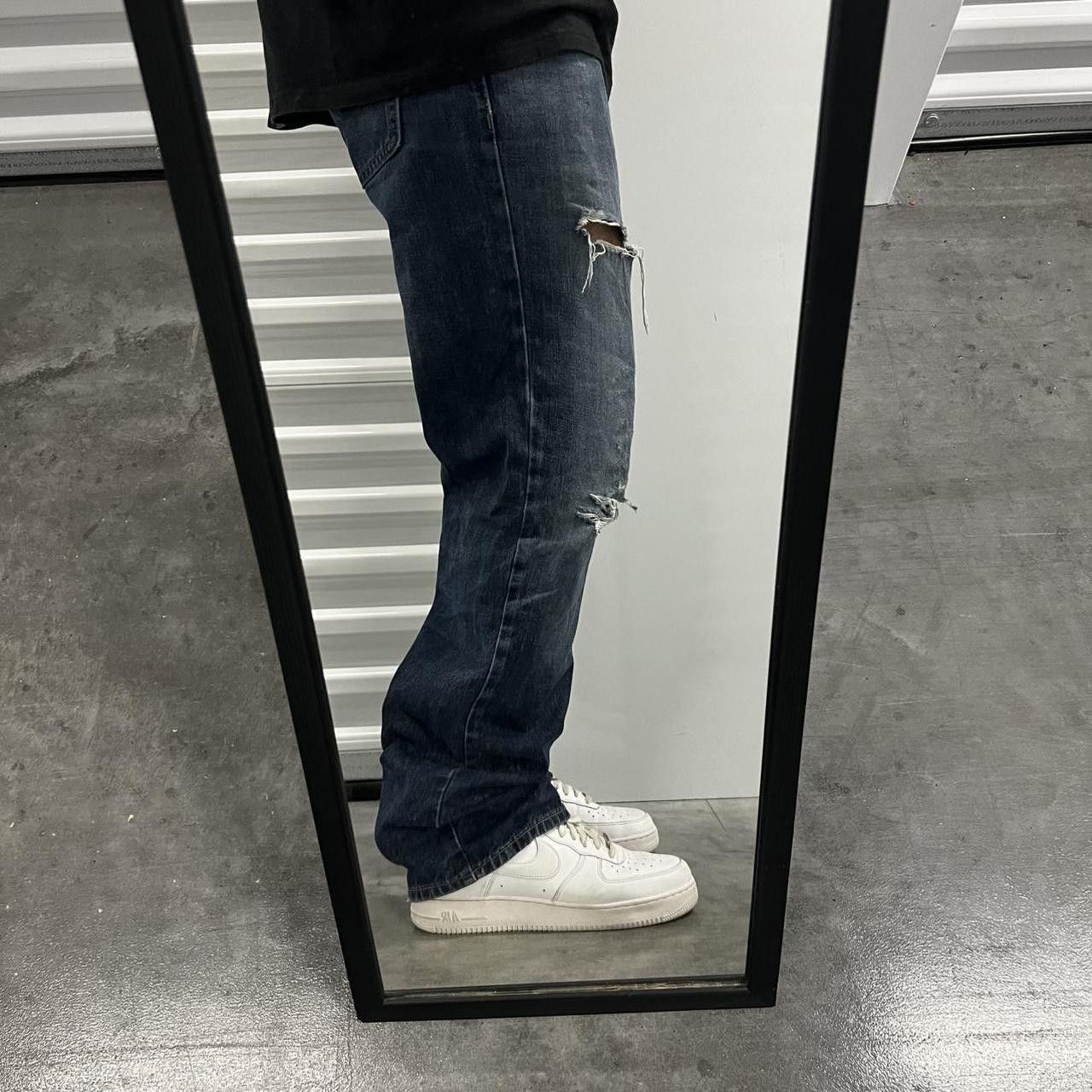Japanese Brand × Vintage Vintage Y2K/2000s Baggy Ripped Grunge Dark wash Denim Jeans! Size US 34 / EU 50 - 2 Thumbnail