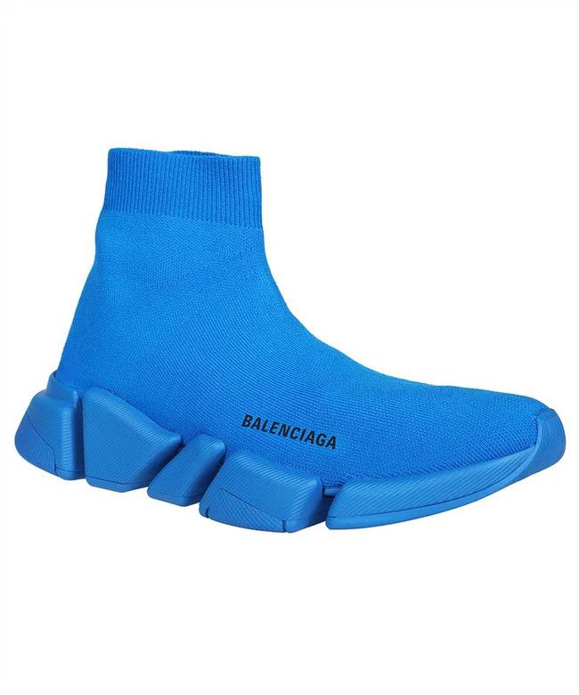 Balenciaga o1w1db10125 Speed 2.0 Monocolor Recycled Knit Sneakers Blue Size US 6 / EU 39 - 2 Thumbnail