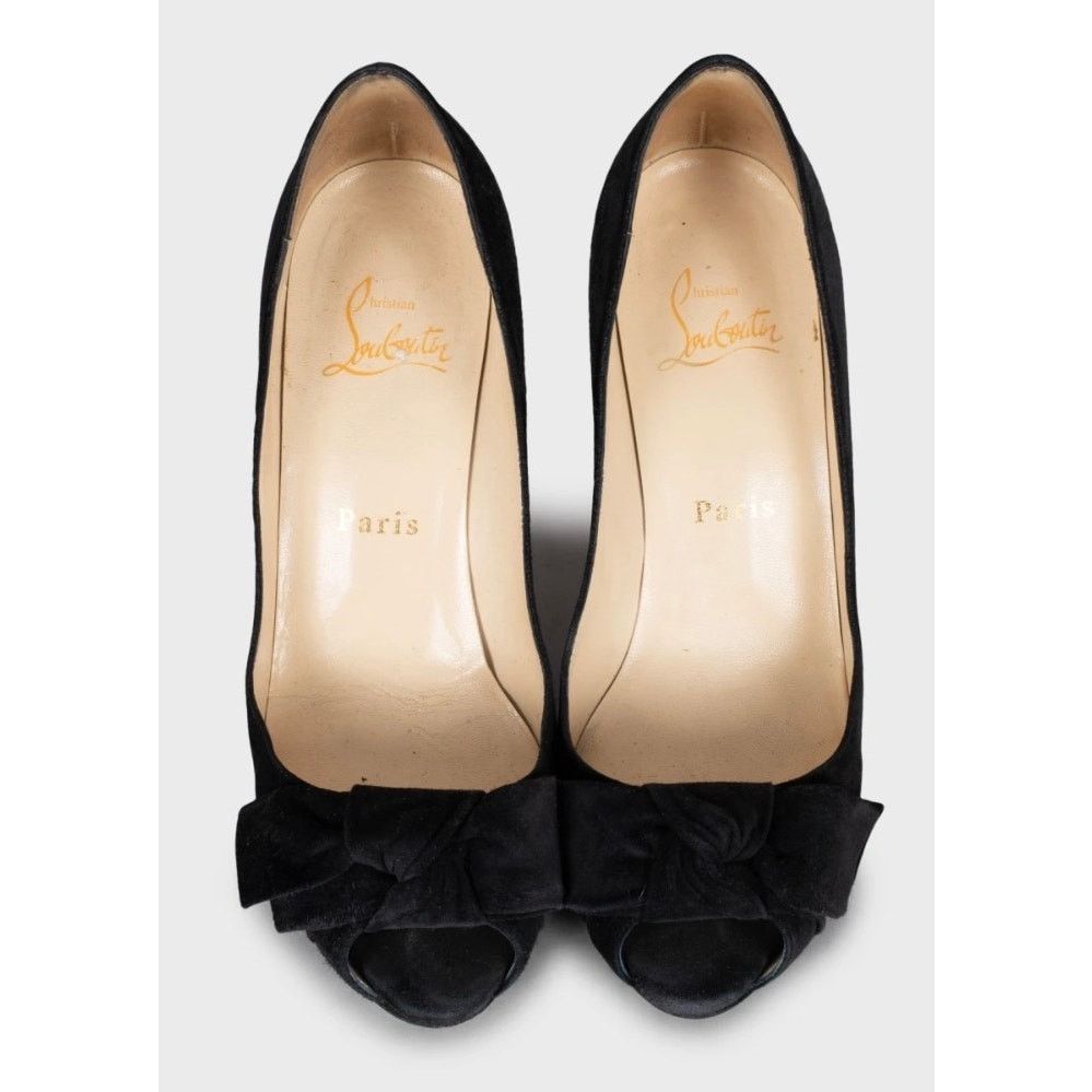 Christian Louboutin Christian Louboutin Black Suede Bow Heels - Size EU 36 Size US 5 / IT 35 - 2 Thumbnail