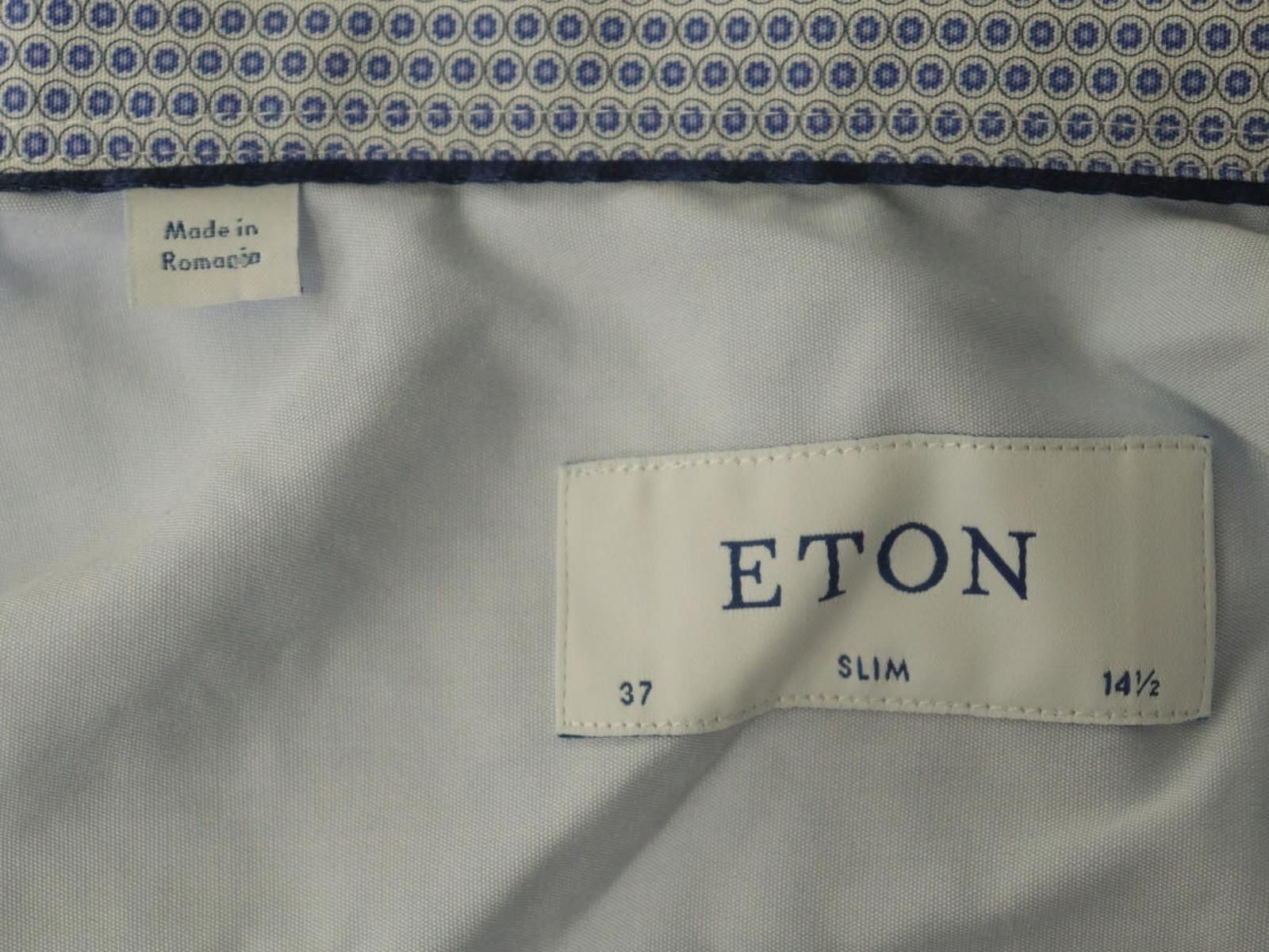 Eton Eton Blue 100% Cotton Collared Dress Shirt Size 37 Size 38R - 11 Thumbnail