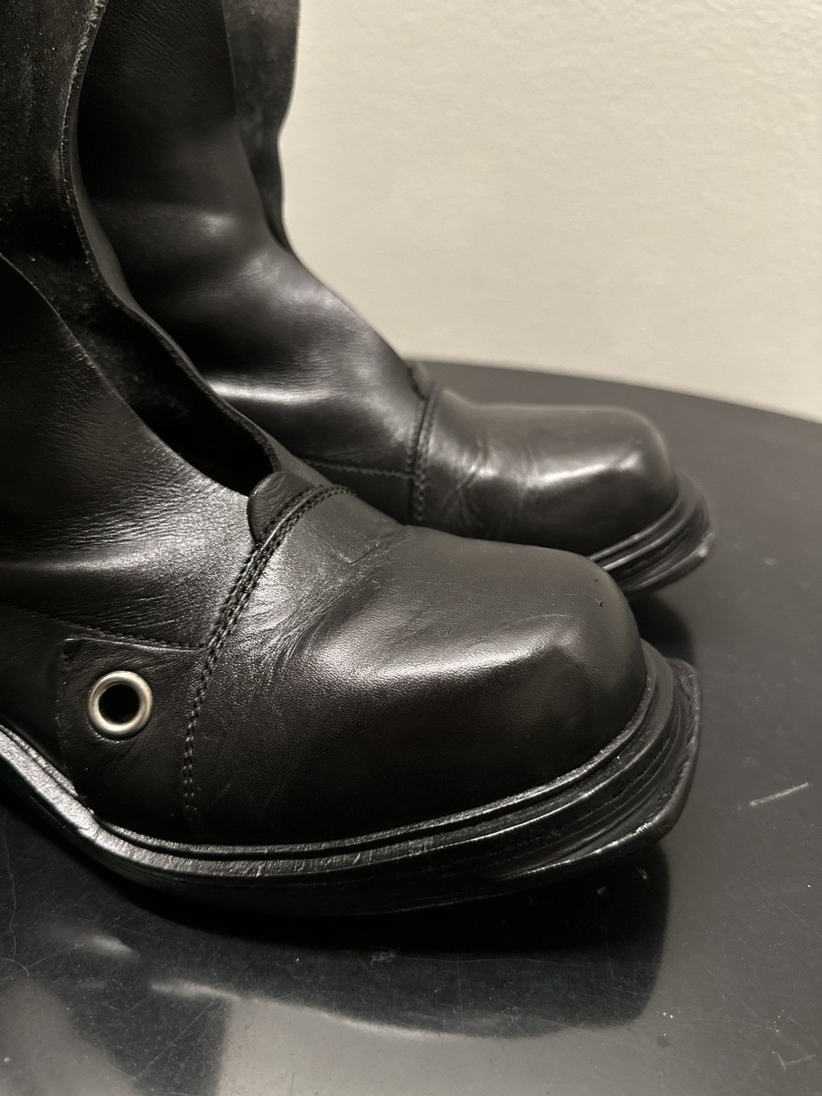 Dirk Bikkembergs Dirk Bikkembergs Black Bungee Cord Metal Heel Leather boots Size US 9 / EU 42 - 5 Thumbnail