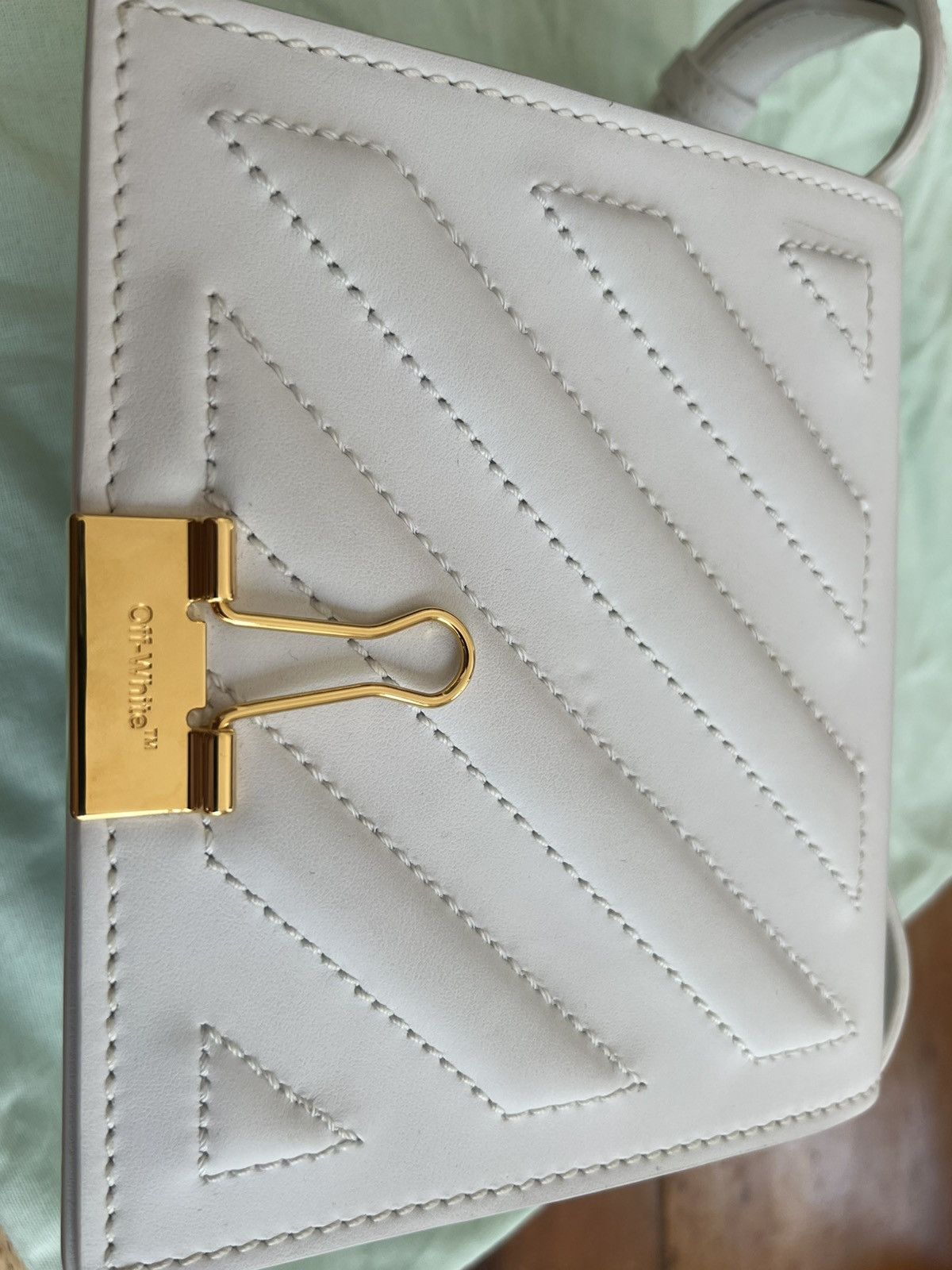 Off-White Off-White Binder Clip Crossbody Bag - White Leather 6.9x6 Size ONE SIZE - 12 Thumbnail