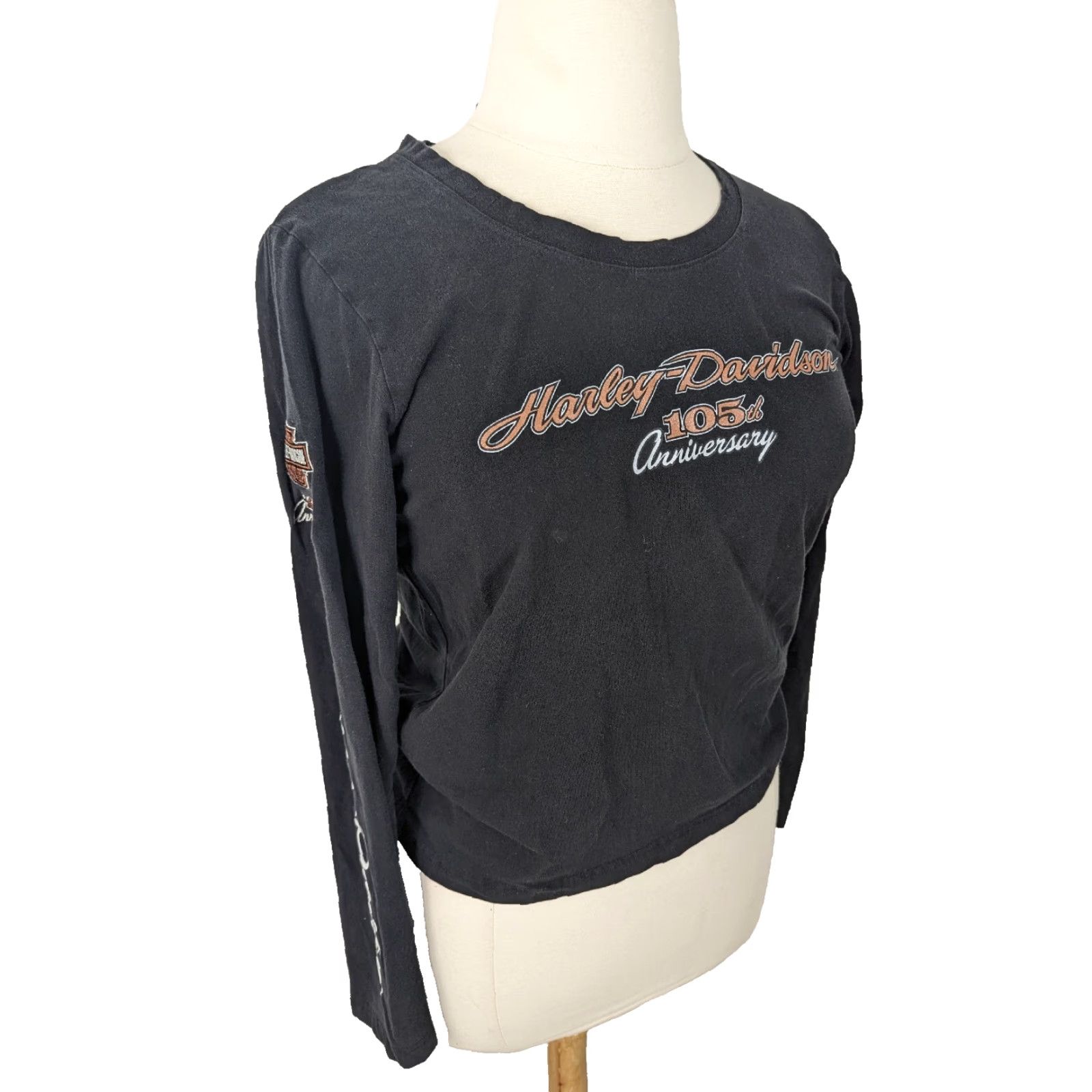Harley Davidson Vtg Harley-Davidson 105th Anniversary Long Sleeve T Shirt Women's XL Black Embroidered Crew Neck L2S Size XL / US 12-14 / IT 48-50 - 2 Thumbnail
