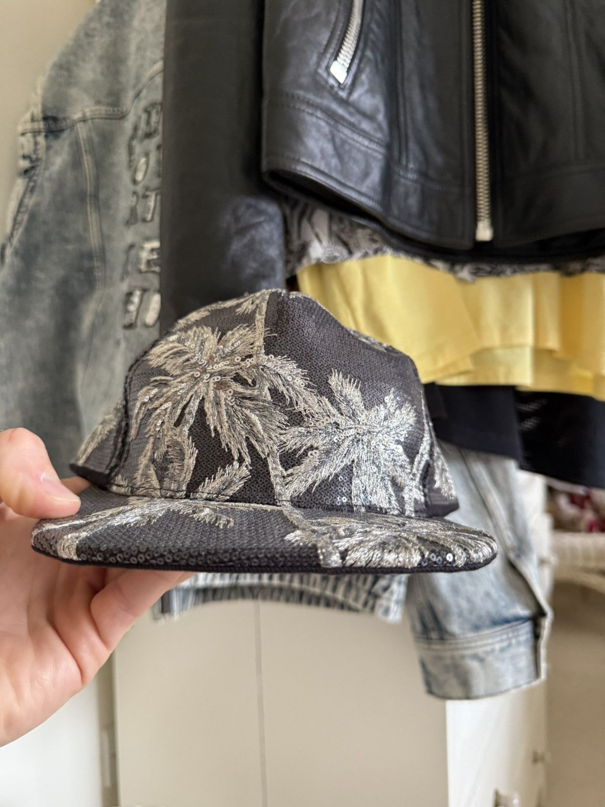 Celine Celine Hedi Slimane embroidered sequin palm tree cap trucker Size ONE SIZE - 10 Thumbnail