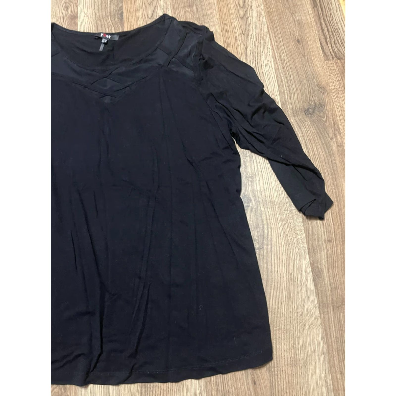 Vintage YEST Shirt Women's Size 14 Black 3/4 Sleeve Shirt Casual Modern Basic Tee Womens Size XL / US 12-14 / IT 48-50 - 4 Thumbnail