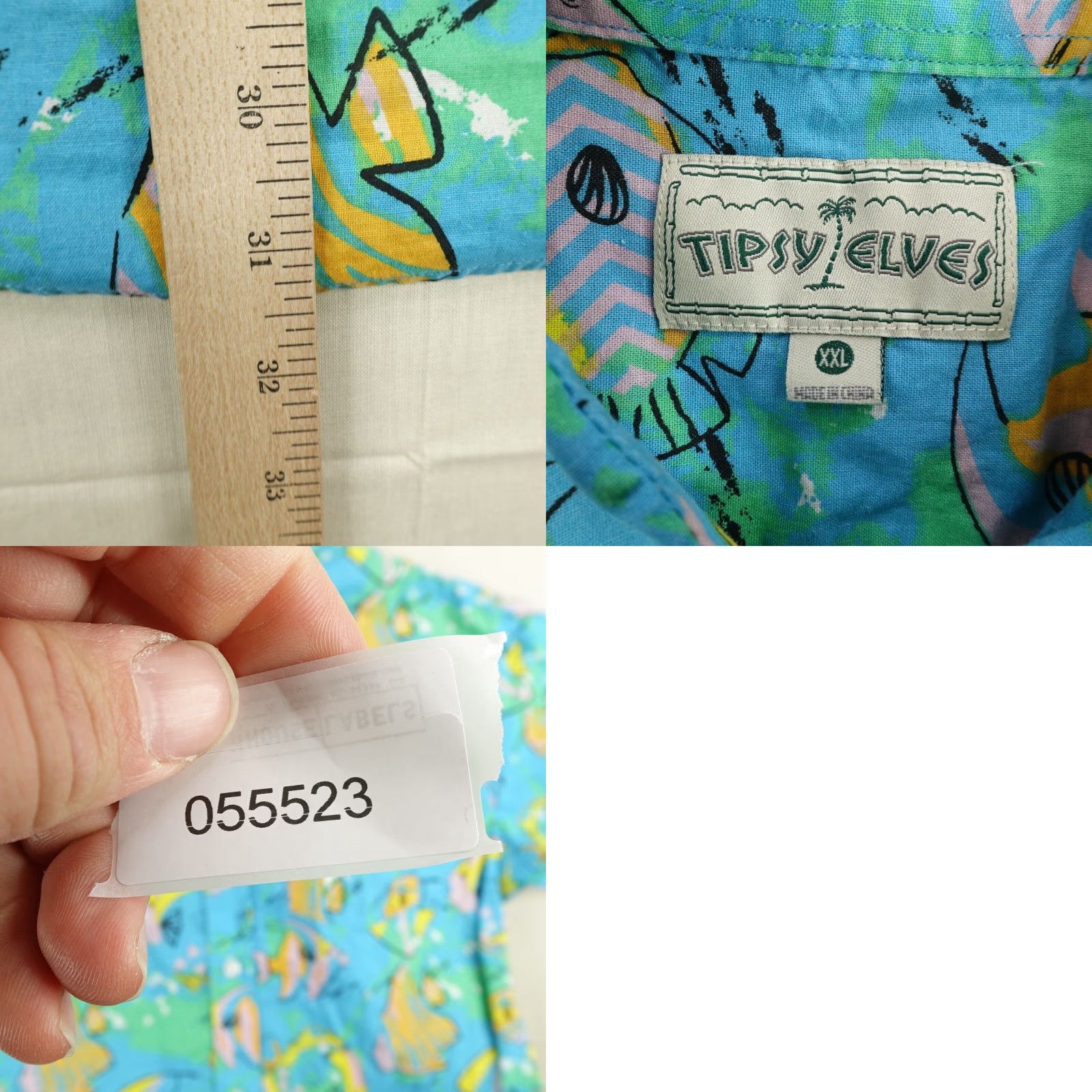 Vintage Tipsy Elves Shirt Mens 2XL Blue Angel Fish Hawaiian Button Up Aloha Beach Camp Size US XXL / EU 58 / 5 - 8 Thumbnail
