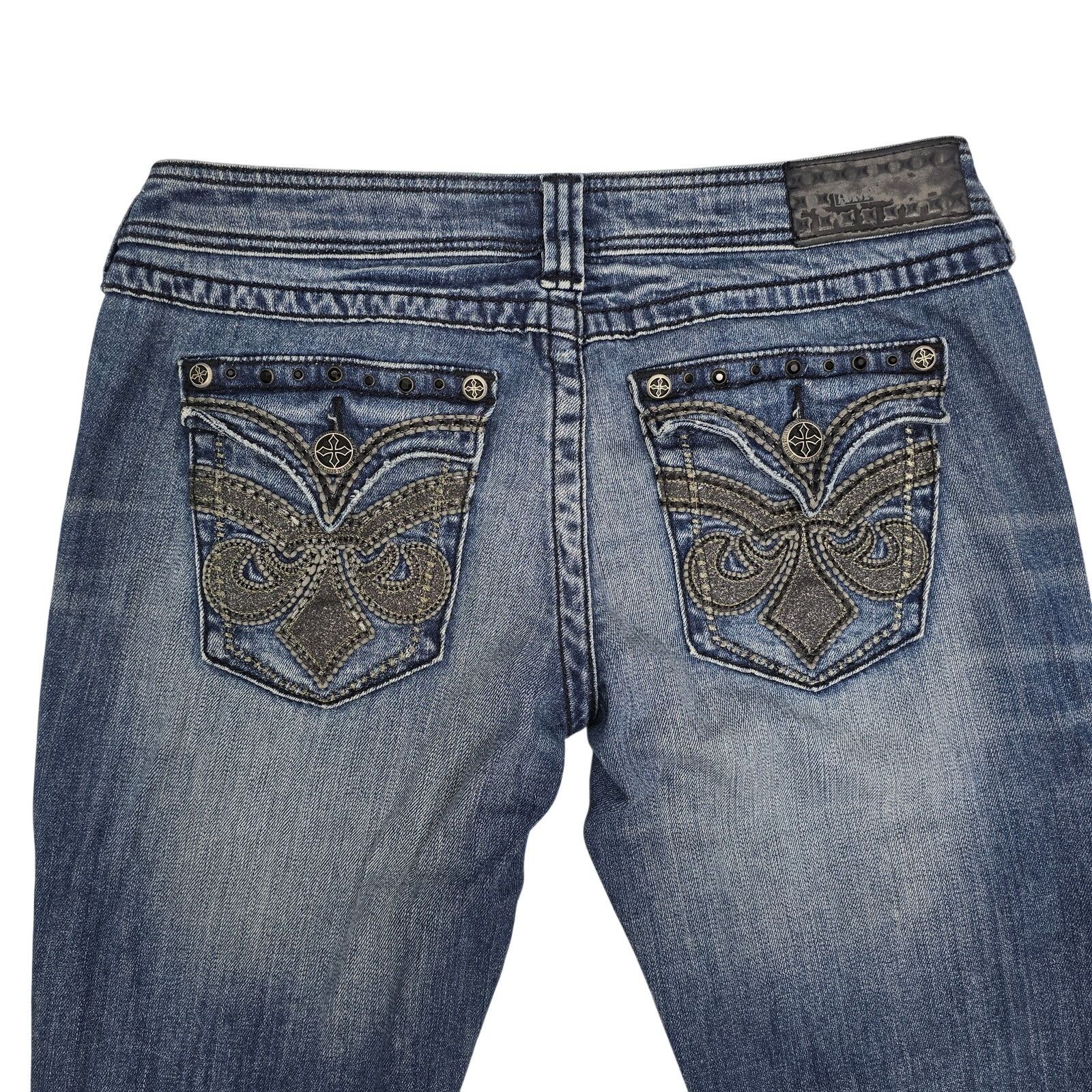 Affliction Affliction ZIGGY Embellished Jeans Size 29 Flare Low Rise Size 29" - 8 Thumbnail