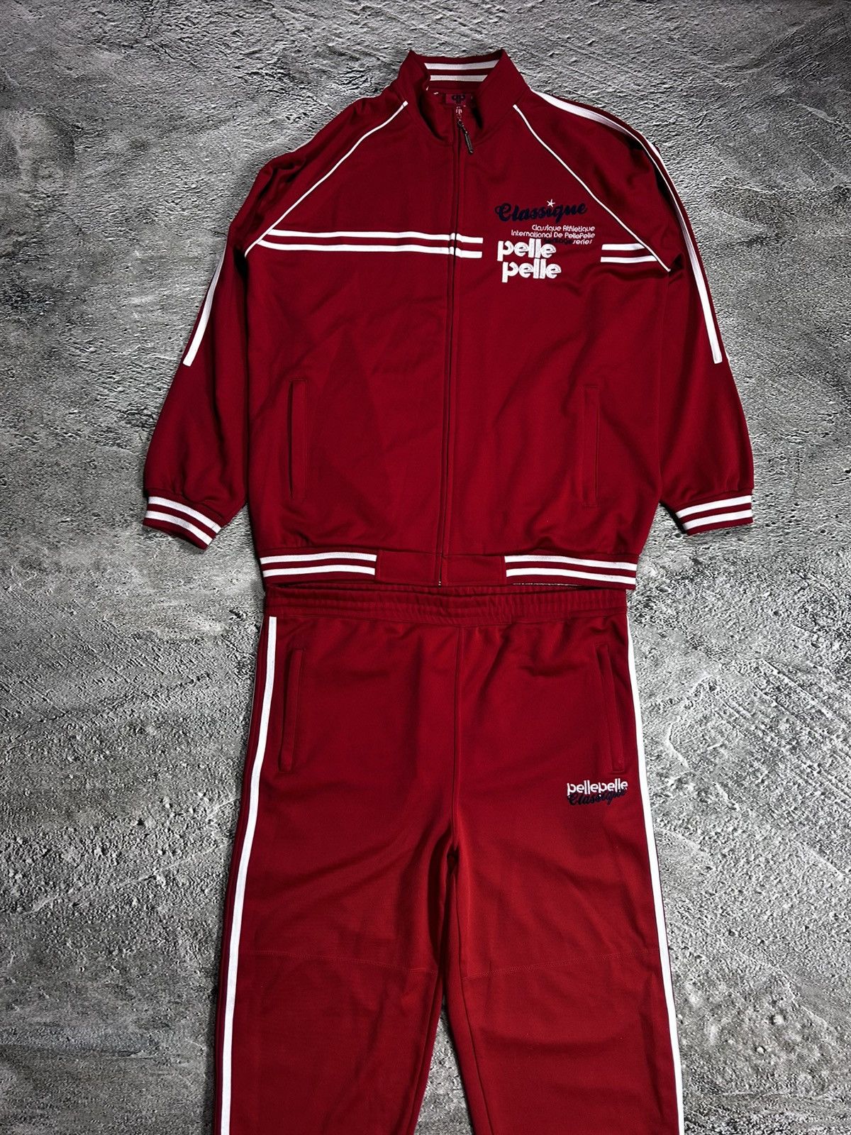 Pelle Pelle × Vintage Pelle Pelle vintage track suit red white zip 