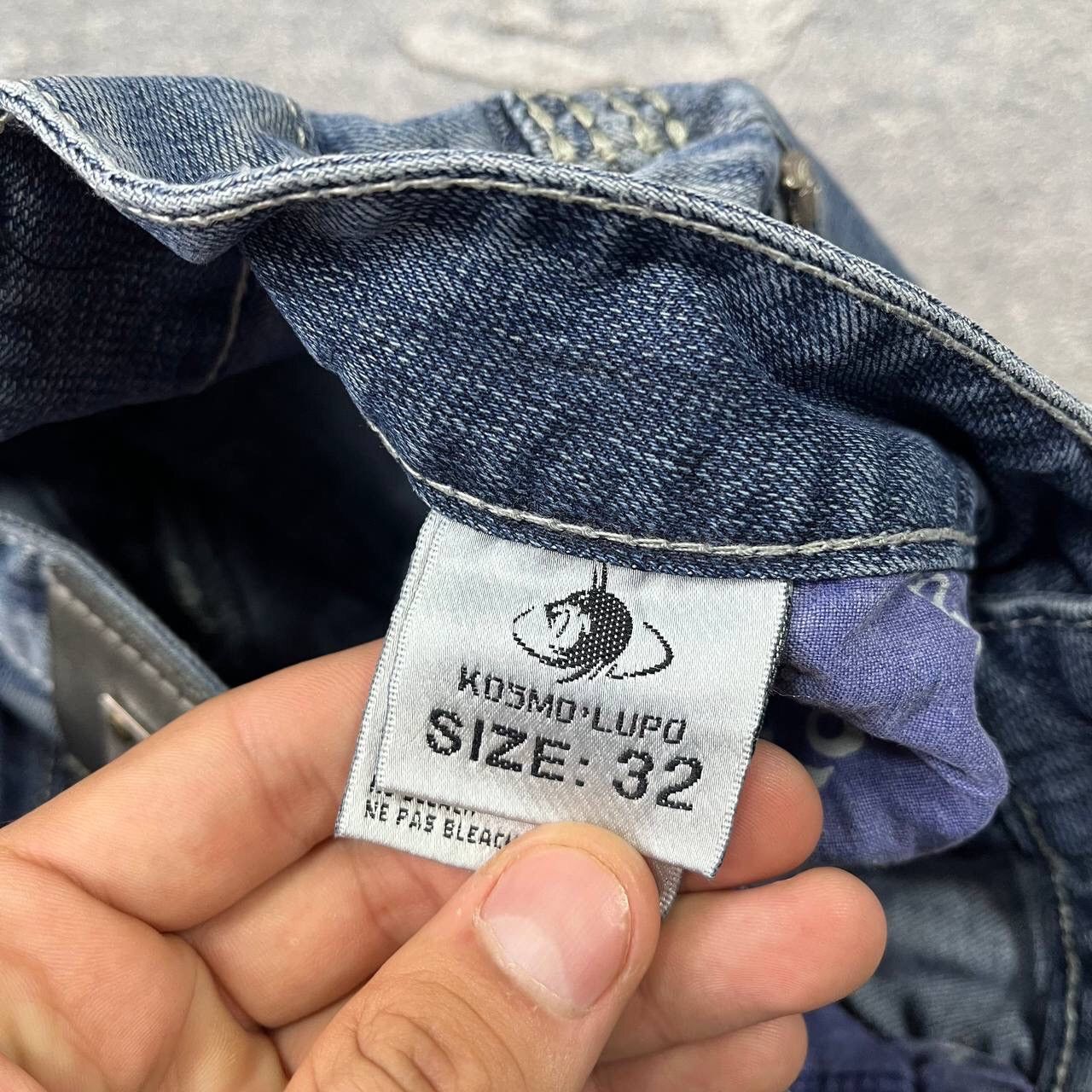 Vintage Y2K Kosmo Lupo Jeans Denim Washed Embroidered Logo Size US 32 / EU 48 - 5 Thumbnail