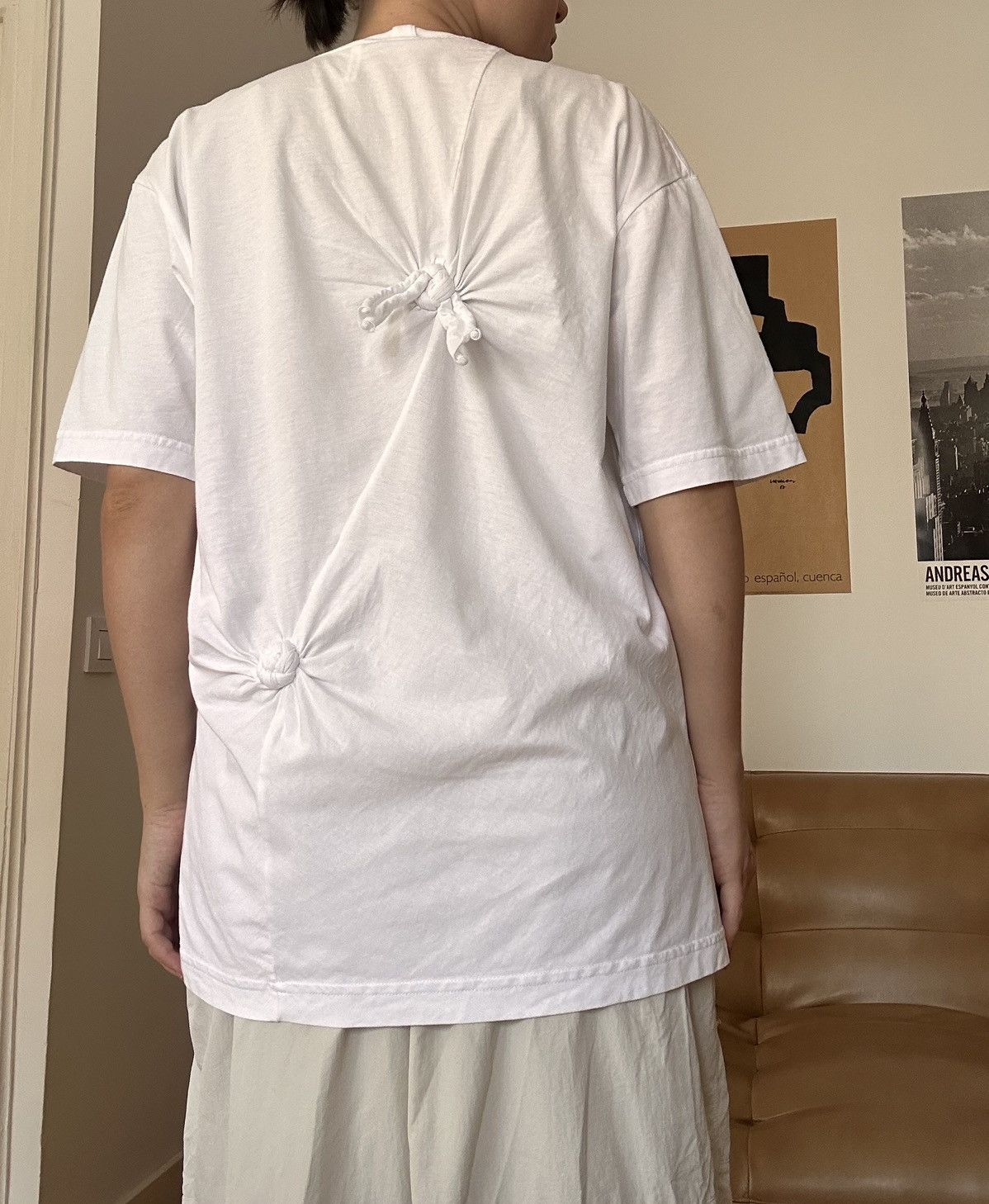 Helmut Lang Helmut Lang White Knotted T-Shirt Size M / US 6-8 / IT 42-44 - 2 Thumbnail