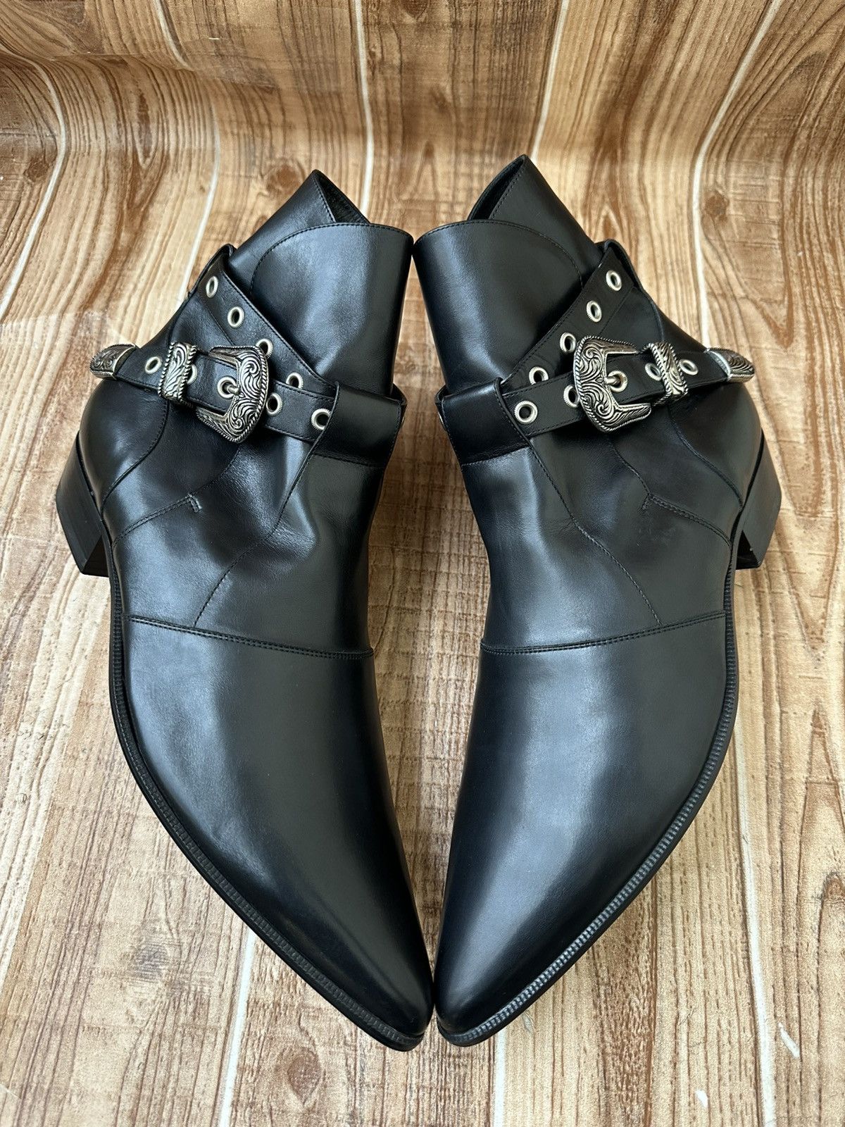 Saint Laurent Paris Hedi Slimane Western Buckle Duckies Boots Size US 10 / EU 43 - 7 Thumbnail