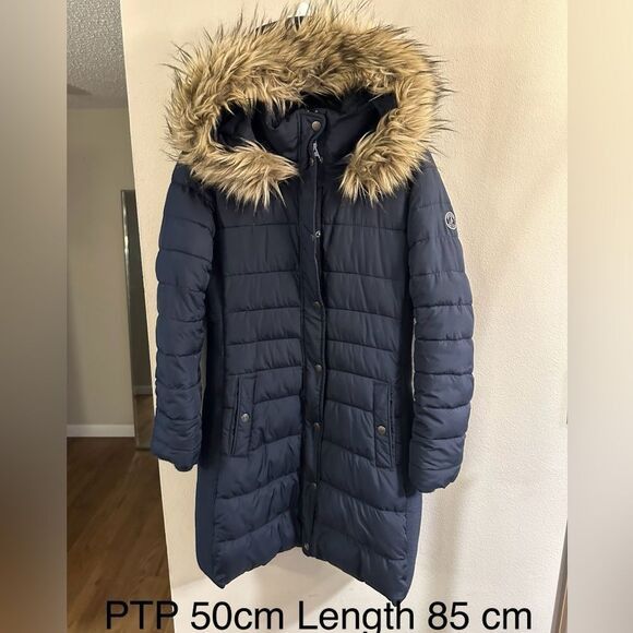 Abercrombie & Fitch Abercrombie Navy Puffer Trenchcoat w/ Faux Fur Hood M Size M / US 6-8 / IT 42-44 - 1 Thumbnail