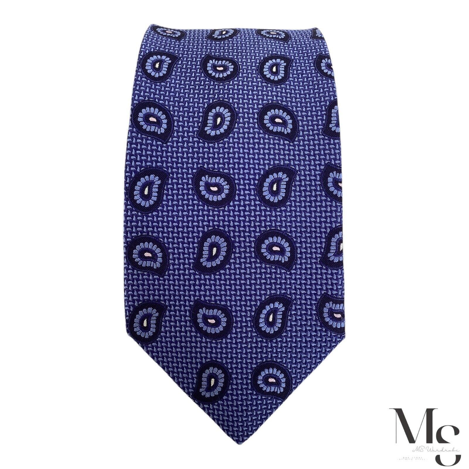 Hart Schaffner Marx HART SCHAFFNER MARX Blue Paisley Silk Tie Made In USA W:3.25 Size ONE SIZE - 3 Thumbnail
