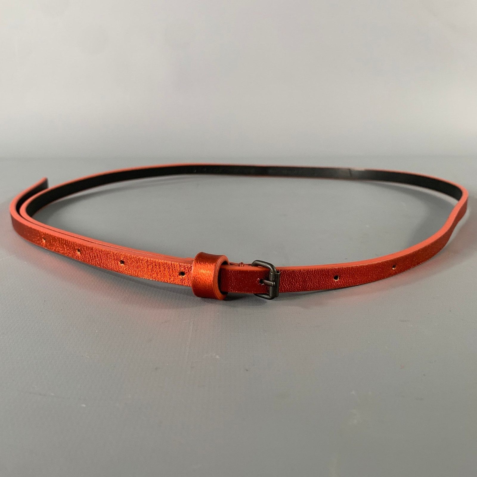 Haider Ackermann HAIDER ACKERMANN Size S Orange Crackled Leather Belt Size 32 - 1 Thumbnail