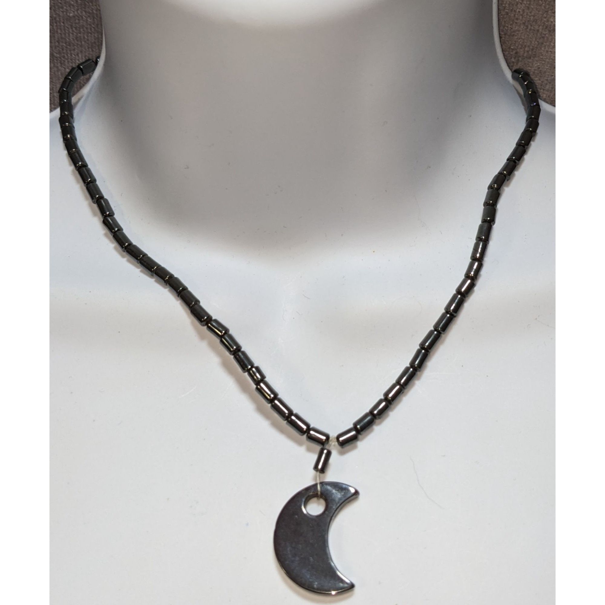 Other Witchy Whimsigoth Hematite Beaded Necklace With Crescent Moo Size ONE SIZE - 1 Thumbnail