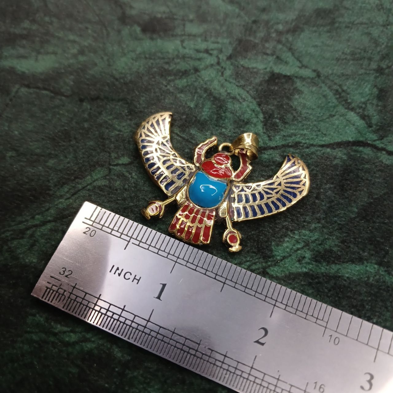Handmade Beetle Necklace Antique Egyptian Gold Plated Turquoise Stone Size ONE SIZE - 2 Thumbnail