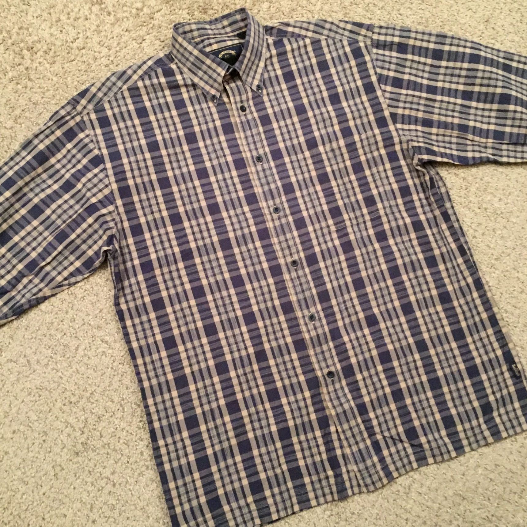 Vintage BD Baggies Shirt Mens Medium Blue Beige Plaid Long Sleeve Button Up Shirt Size US M / EU 48-50 / 2 - 5 Thumbnail