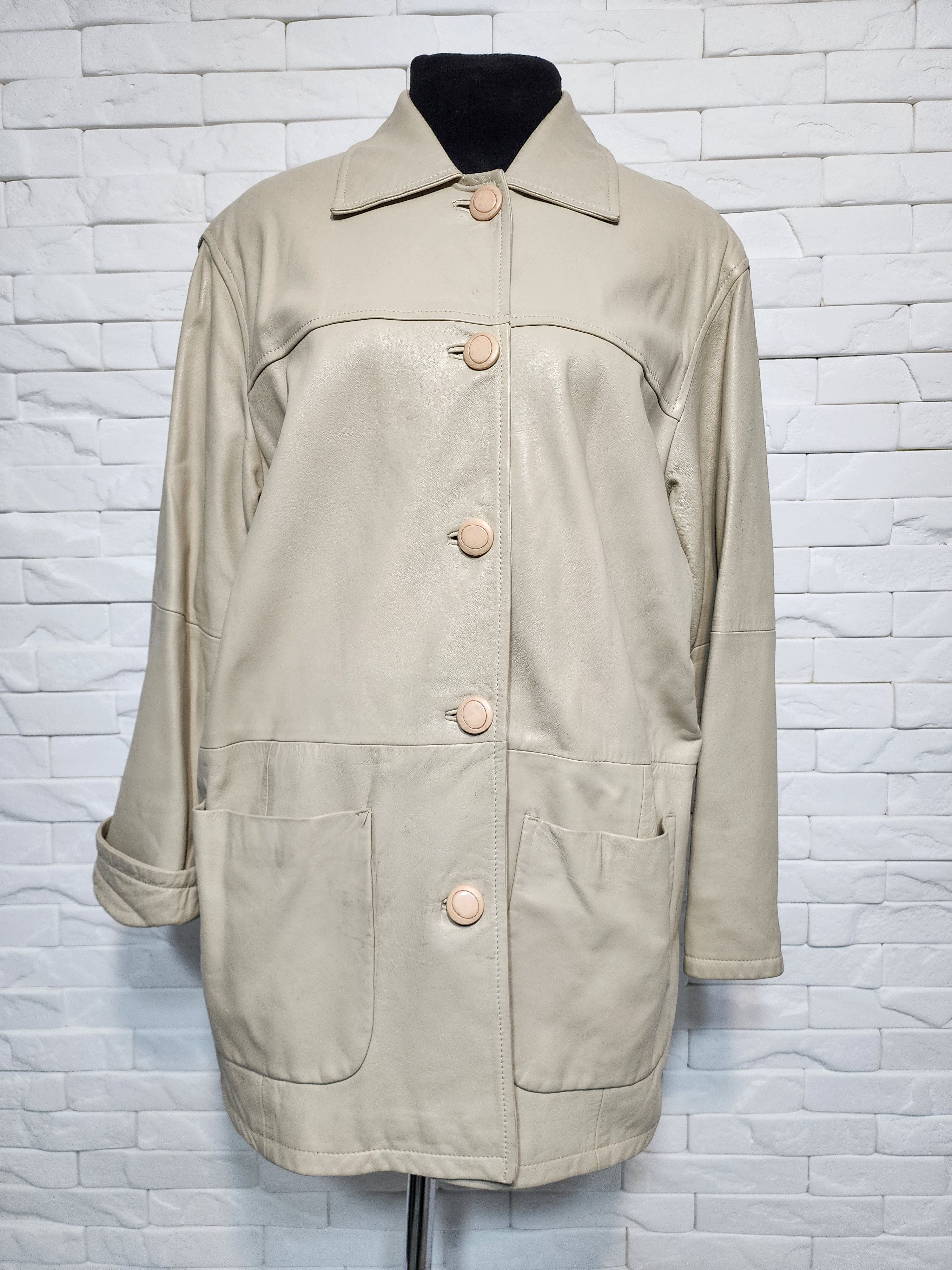 Beige Leather Jacket: Women's Genuine Leather Blazer