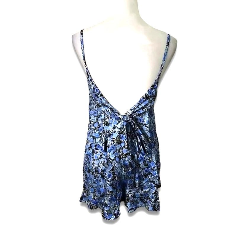 Topshop Topshop Romper Floral Satin Adjustable Straps Blue W 4 NWT Size 27" / US 4 / IT 40 - 5 Thumbnail